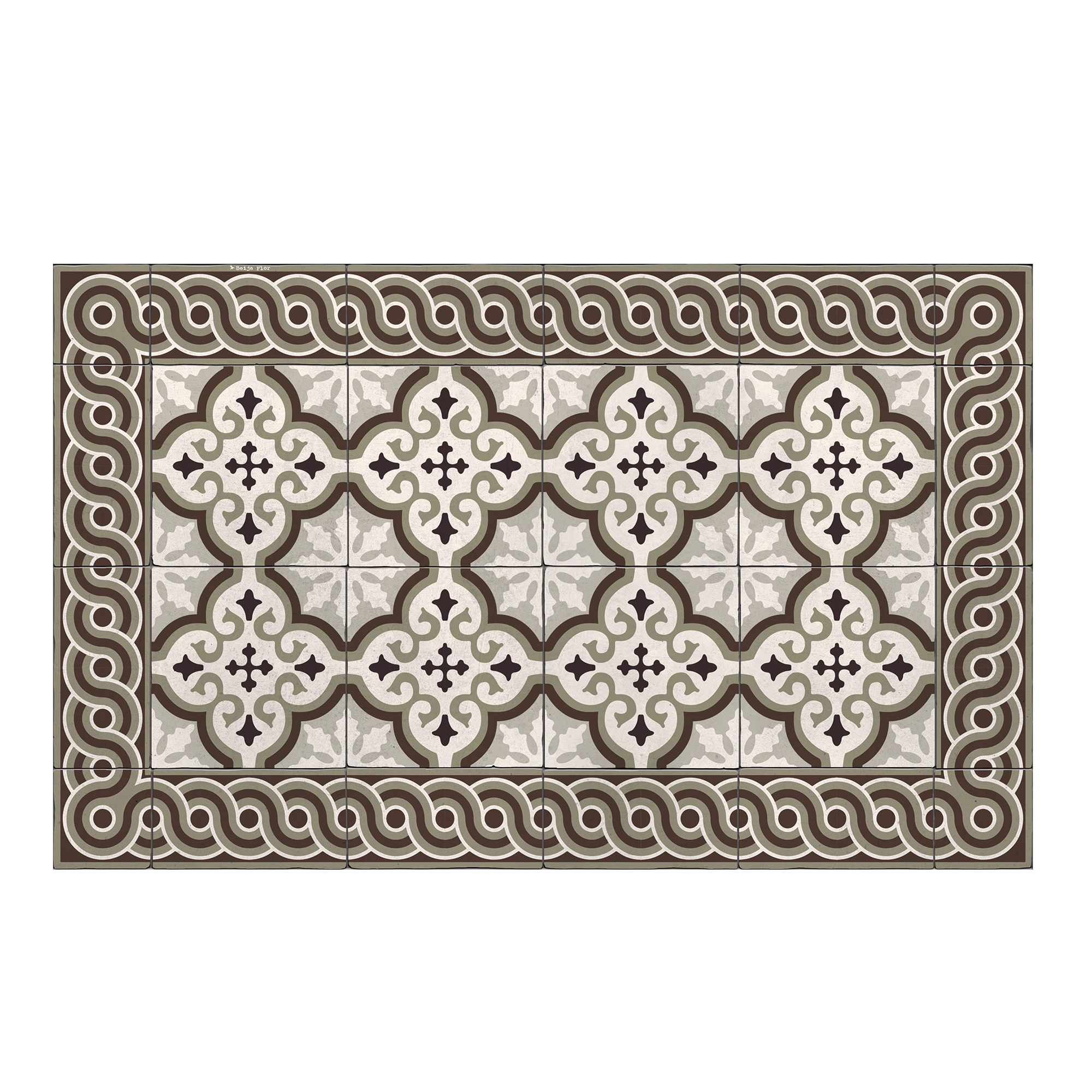 Tapis en vinyle motifs carreaux de ciment marron 60x97 Tapis en vinyle motifs carreaux de ciment marron 60x97