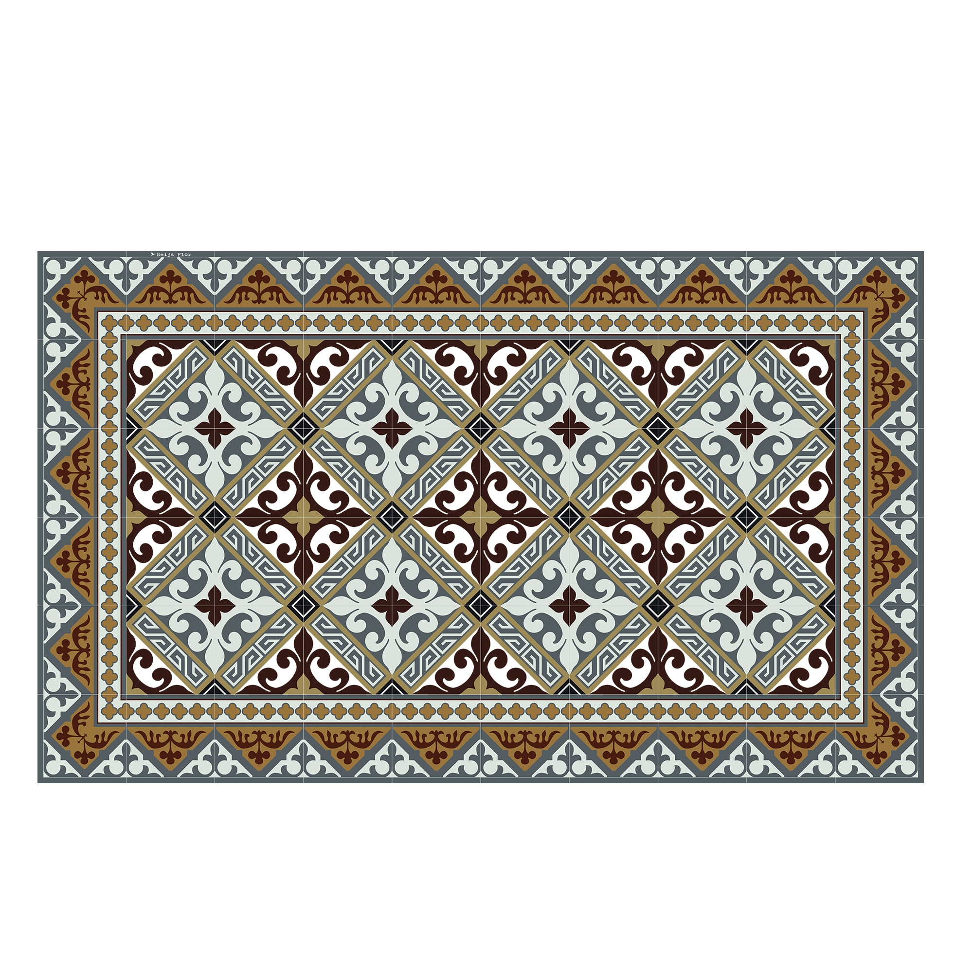 Tapis en vinyle motifs carreaux de ciment marron 70x120 Tapis en vinyle motifs carreaux de ciment marron 70x120