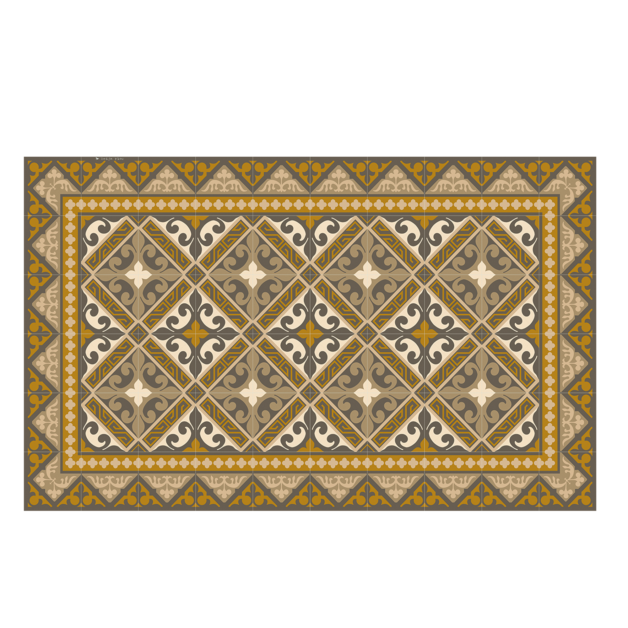 Tapis en vinyle motifs carreaux de ciment ocre 60x97 Tapis en vinyle motifs carreaux de ciment ocre 60x97