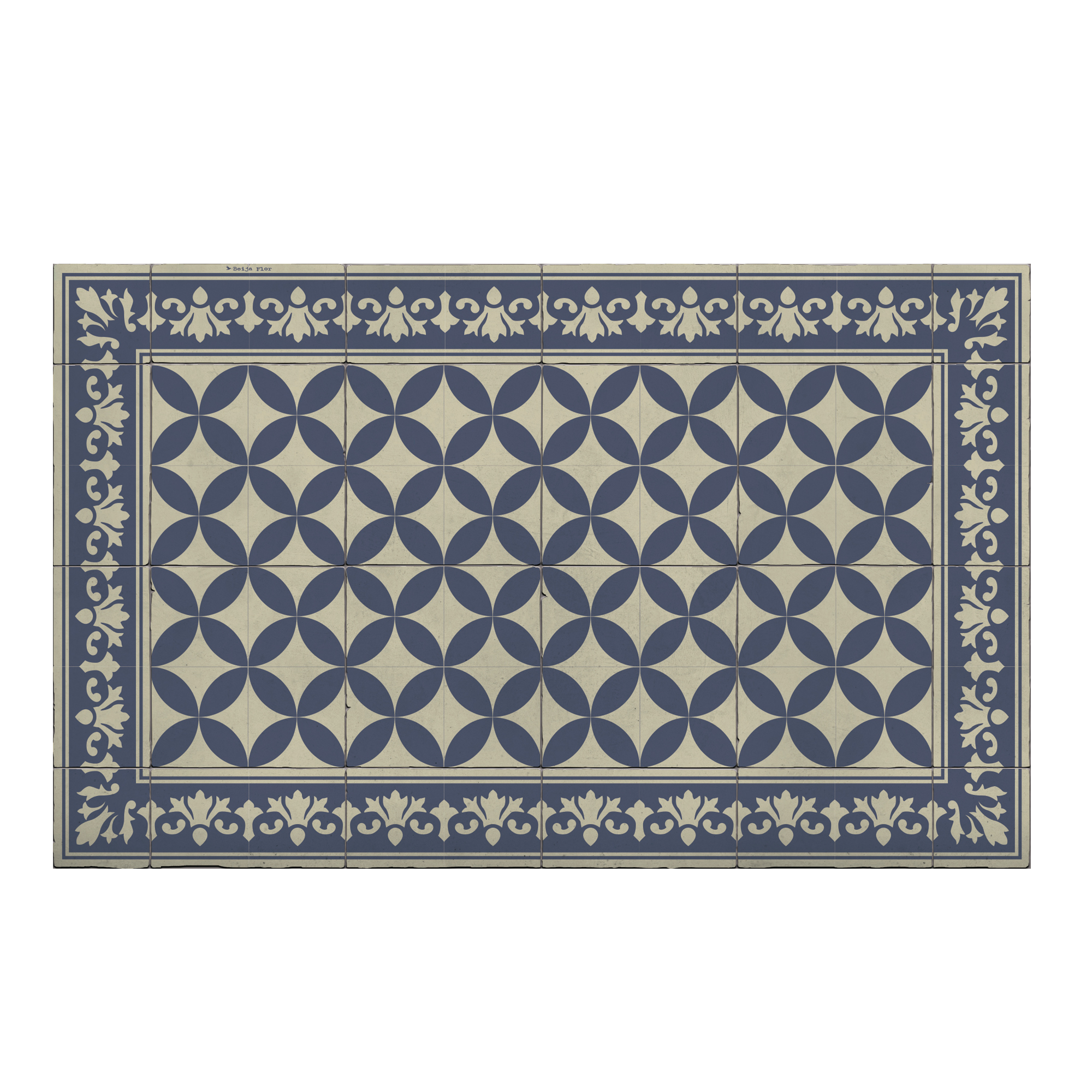 Tapis en vinyle motifs carreaux de ciment bleu 70x120 Tapis en vinyle motifs carreaux de ciment bleu 70x120
