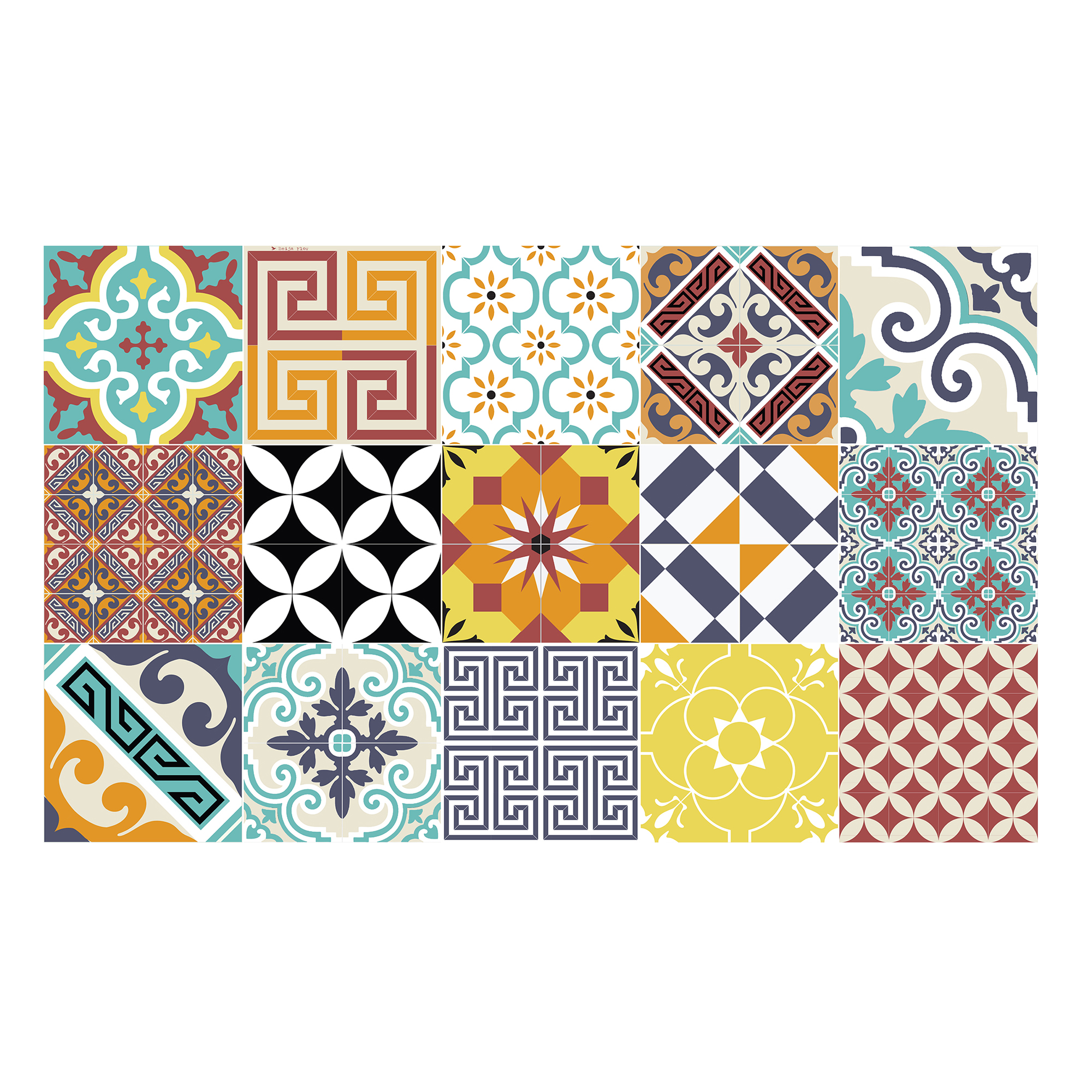 Tapis en vinyle motifs carreaux de ciment 60x97 Tapis en vinyle motifs carreaux de ciment 60x97