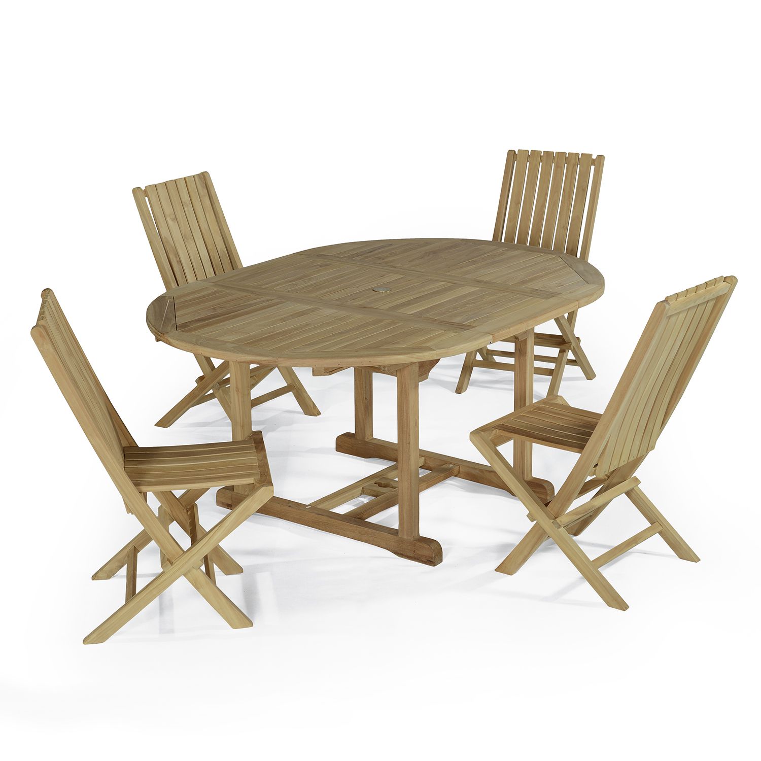 Salon de jardin 4 chaises en teck massif