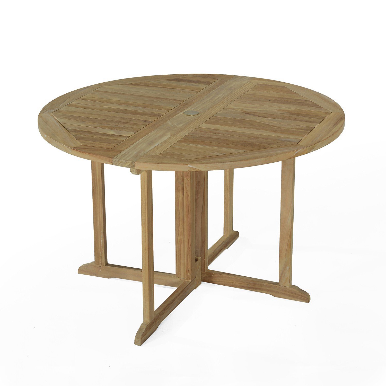 Table de jardin ronde pliante en teck massif D120