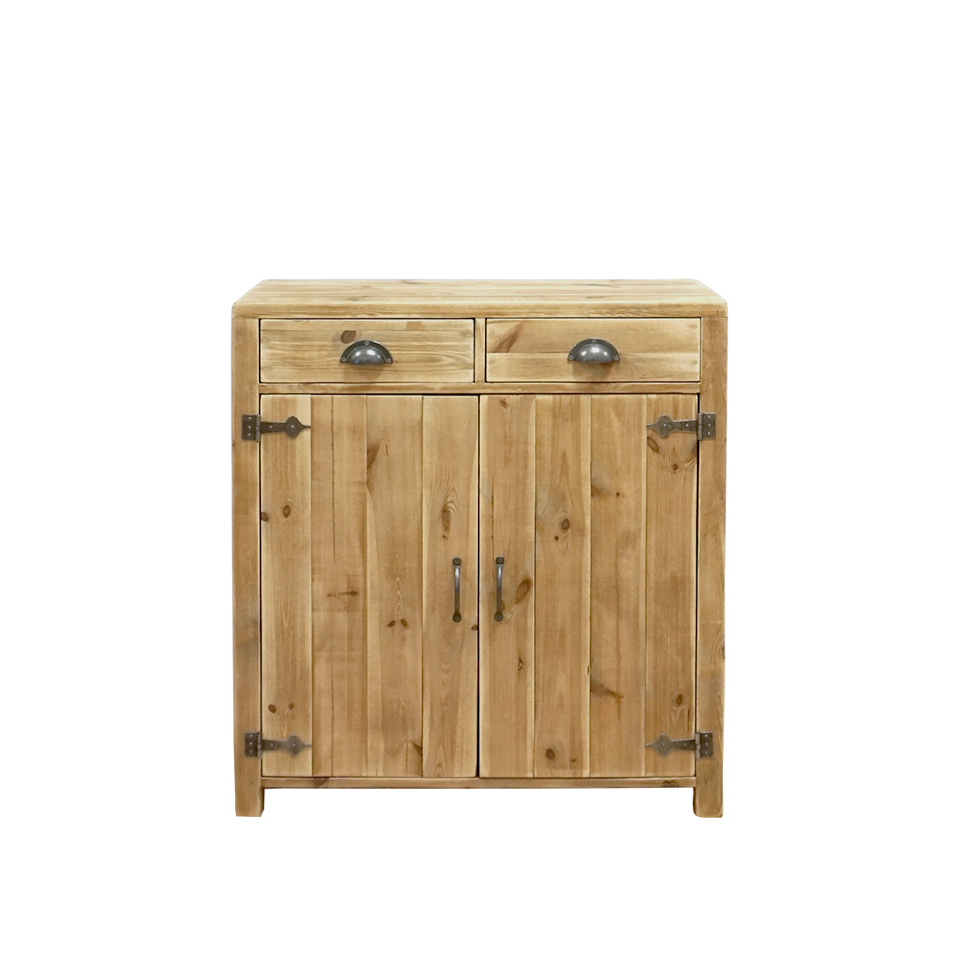 Buffet 2 portes 2 tiroirs pin massif bois vieilli