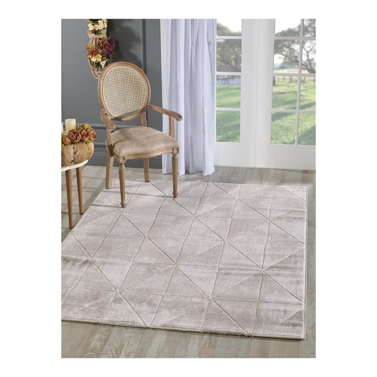 Tapis géométrique scandinave en polyester vison 80x150 Tapis géométrique scandinave en polyester vison 80x150