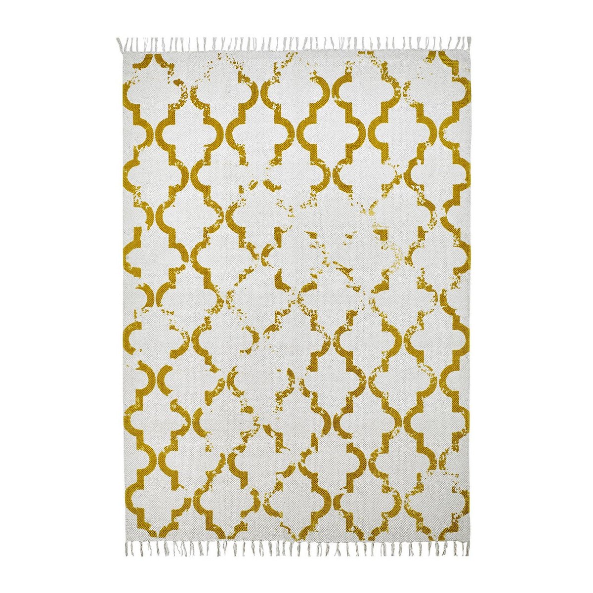 Tapis géométrique vintage en coton moutarde 120x170