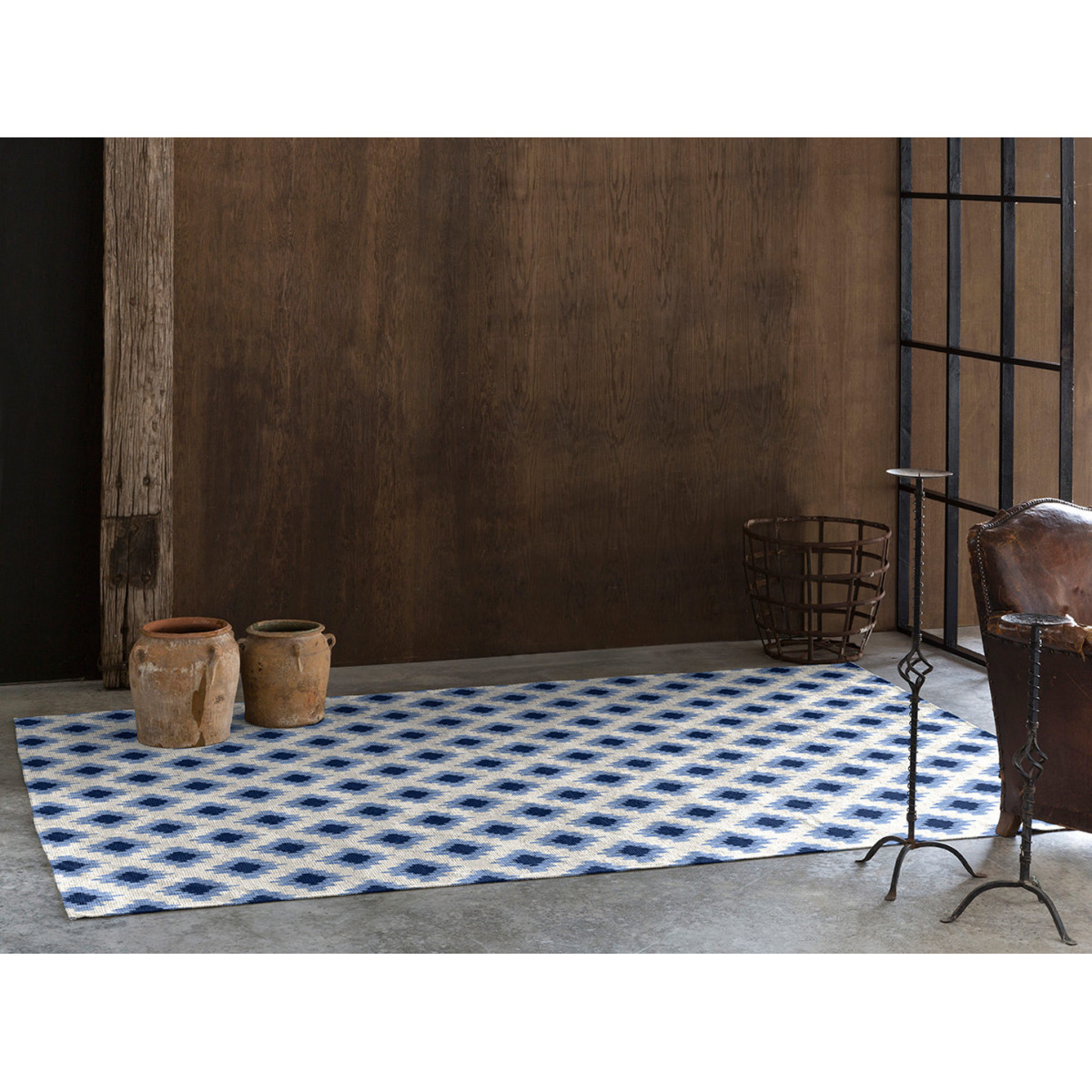 Tapis rayé scandinave en polyester bleu 120x170 Tapis rayé scandinave en polyester bleu 120x170