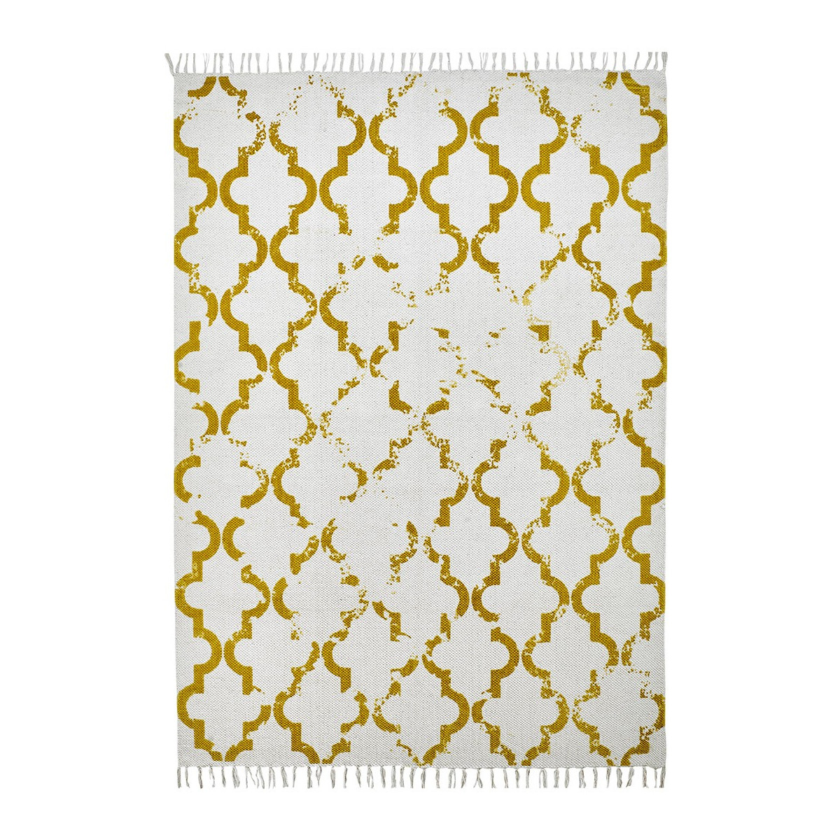 Tapis géométrique vintage en coton moutarde 80x150
