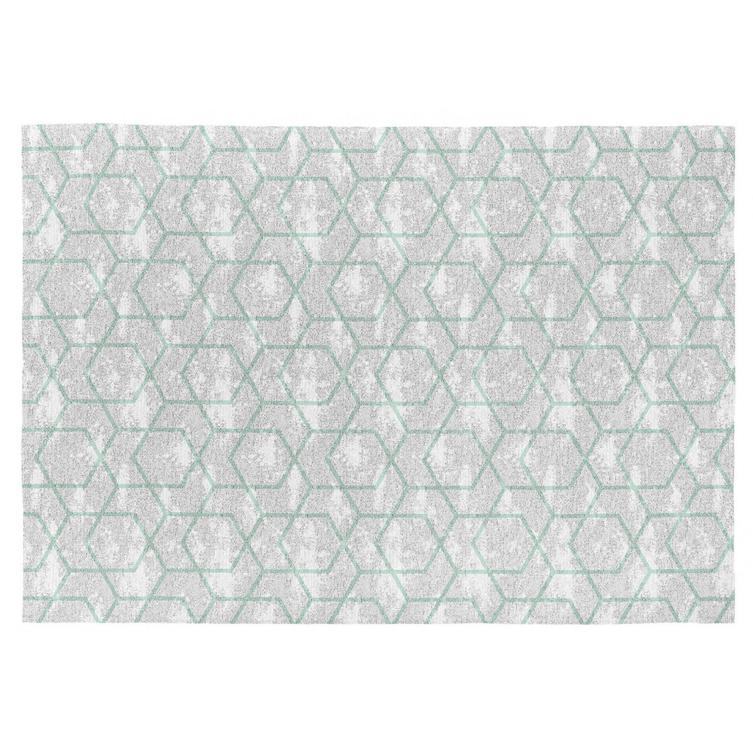 Tapis géométrique vintage en polyester vert 120x170