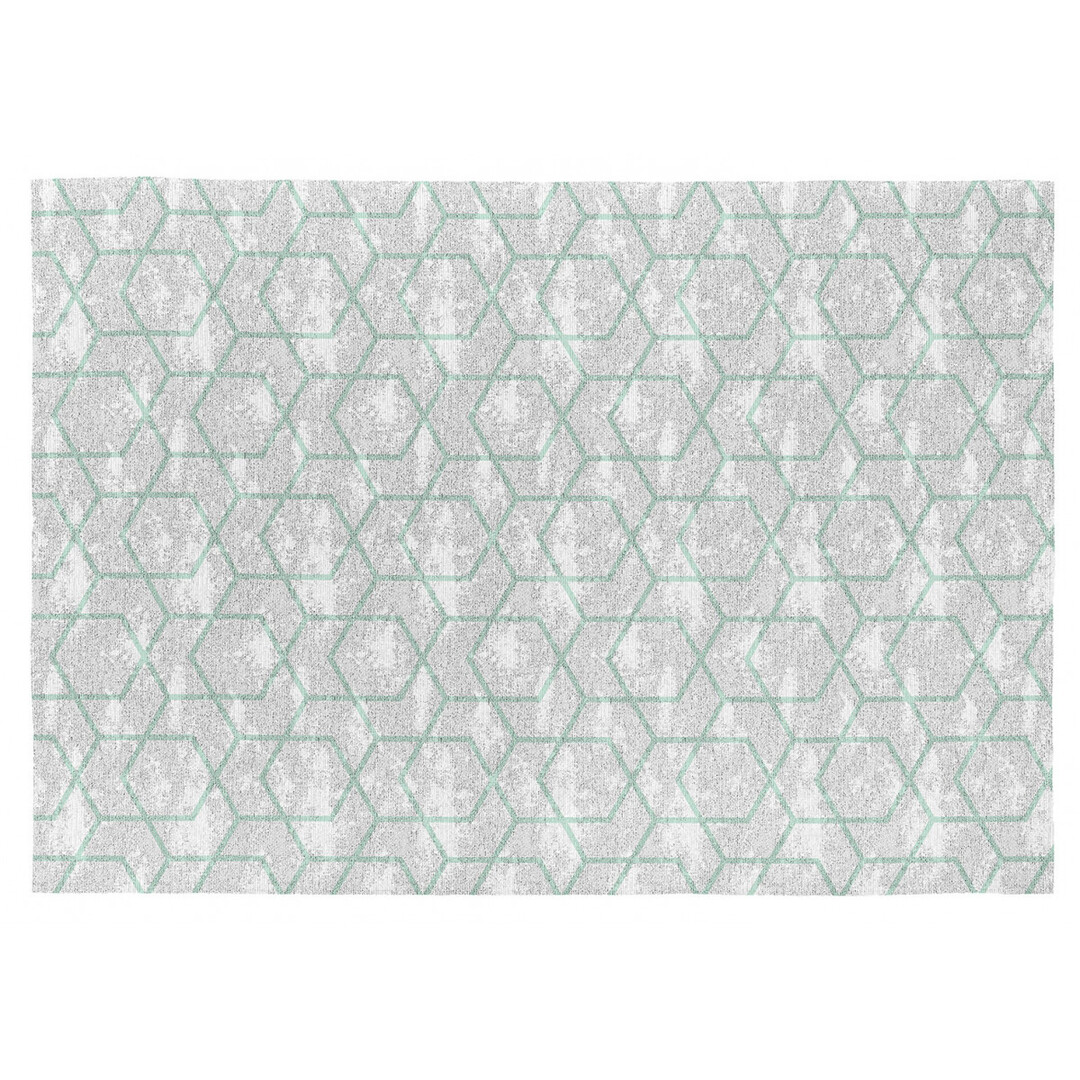 Tapis géométrique vintage en polyester vert 80x150 Tapis géométrique vintage en polyester vert 80x150