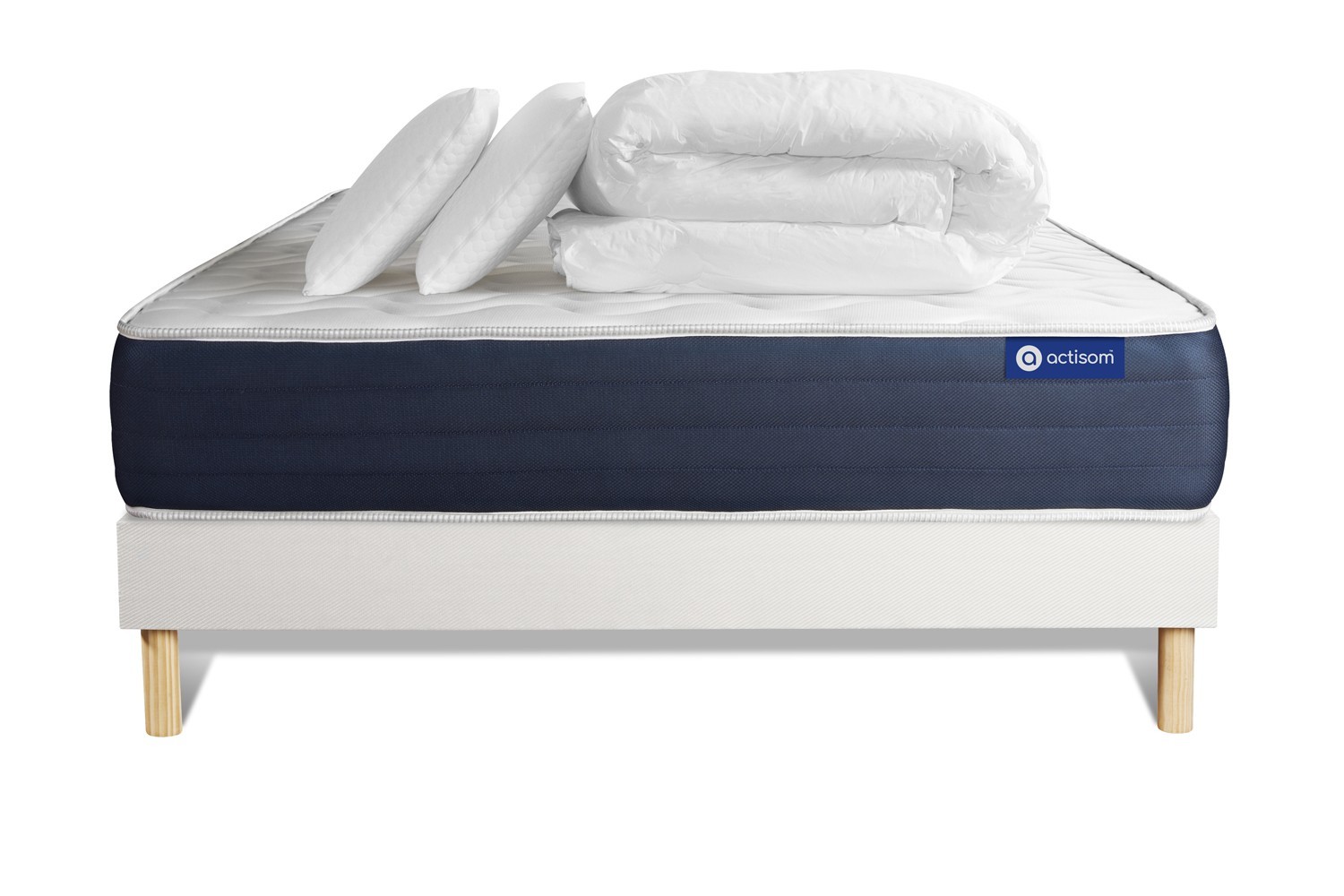 Pack prêt à dormir 140x200 cm sommier kit blanc Pack prêt à dormir 140x200 cm sommier kit blanc