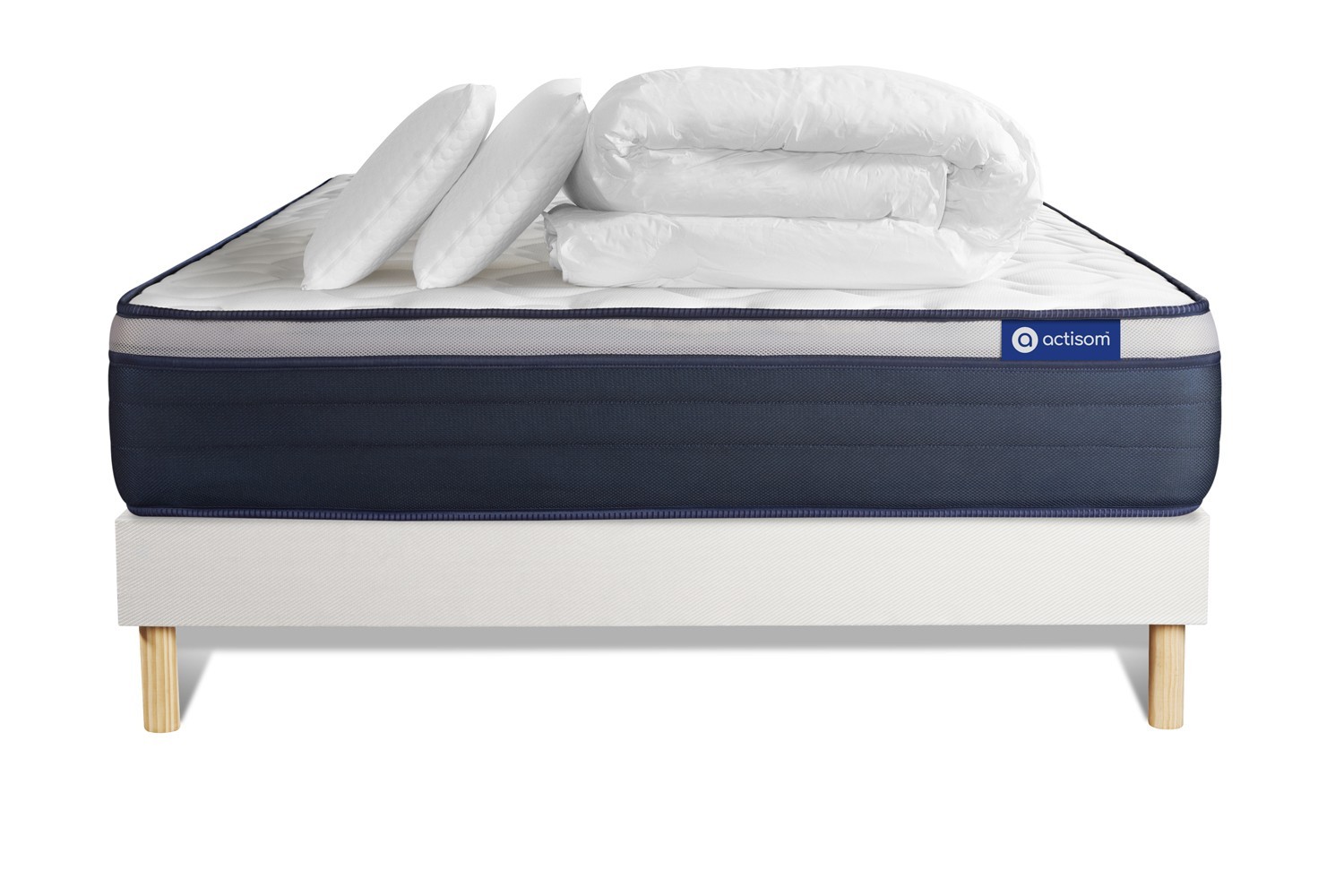 Pack prêt à dormir 140x190 cm sommier kit blanc Pack prêt à dormir 140x190 cm sommier kit blanc