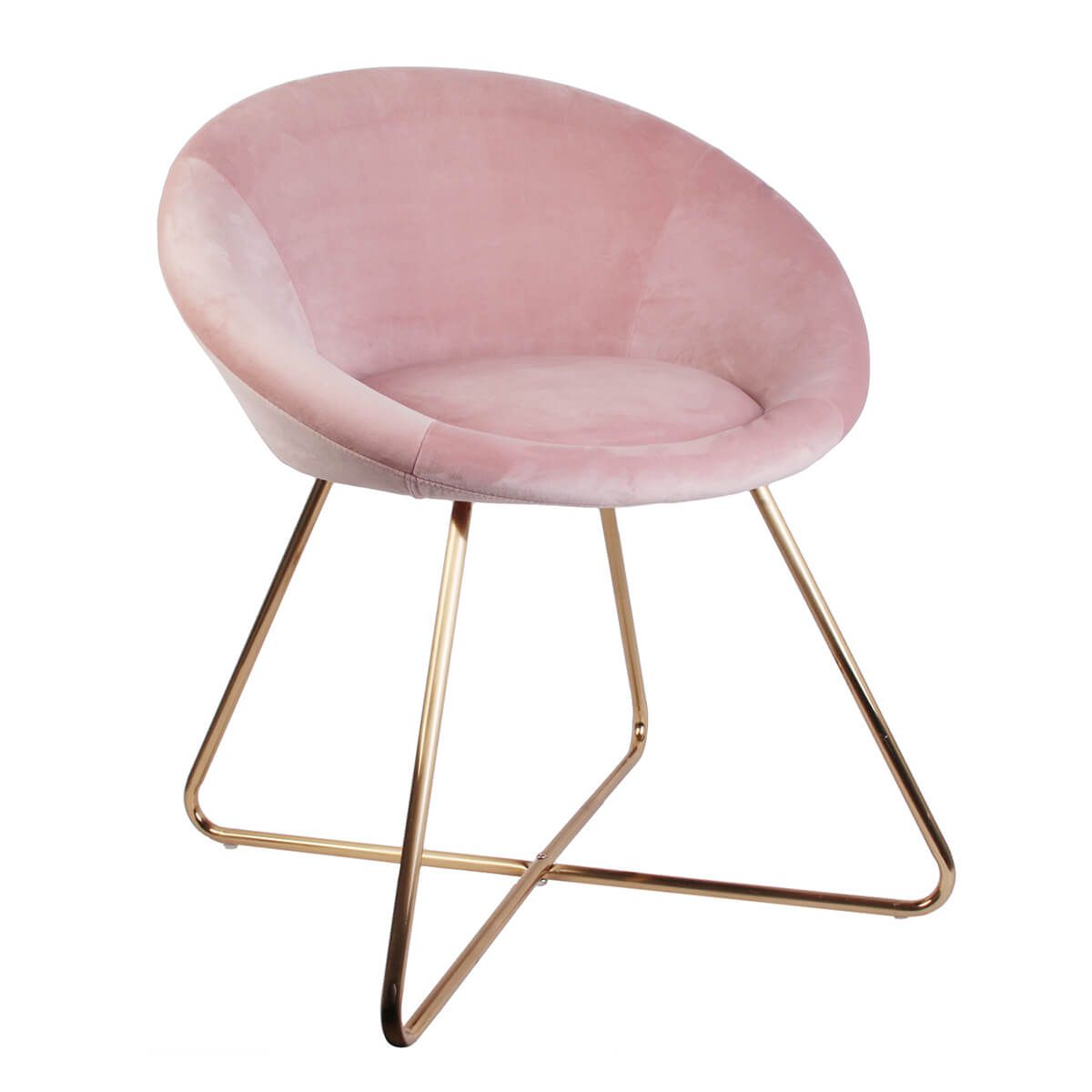 Fauteuil velours rose et piétement doré Fauteuil velours rose et piétement doré