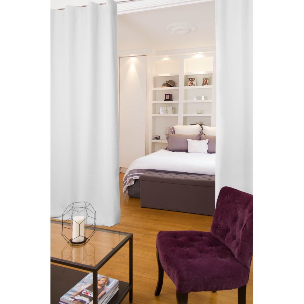 Rideau séparateur de pièce phonique thermique occultant blanc 140x250 (photo) Rideau séparateur de pièce phonique thermique occultant blanc 140x250