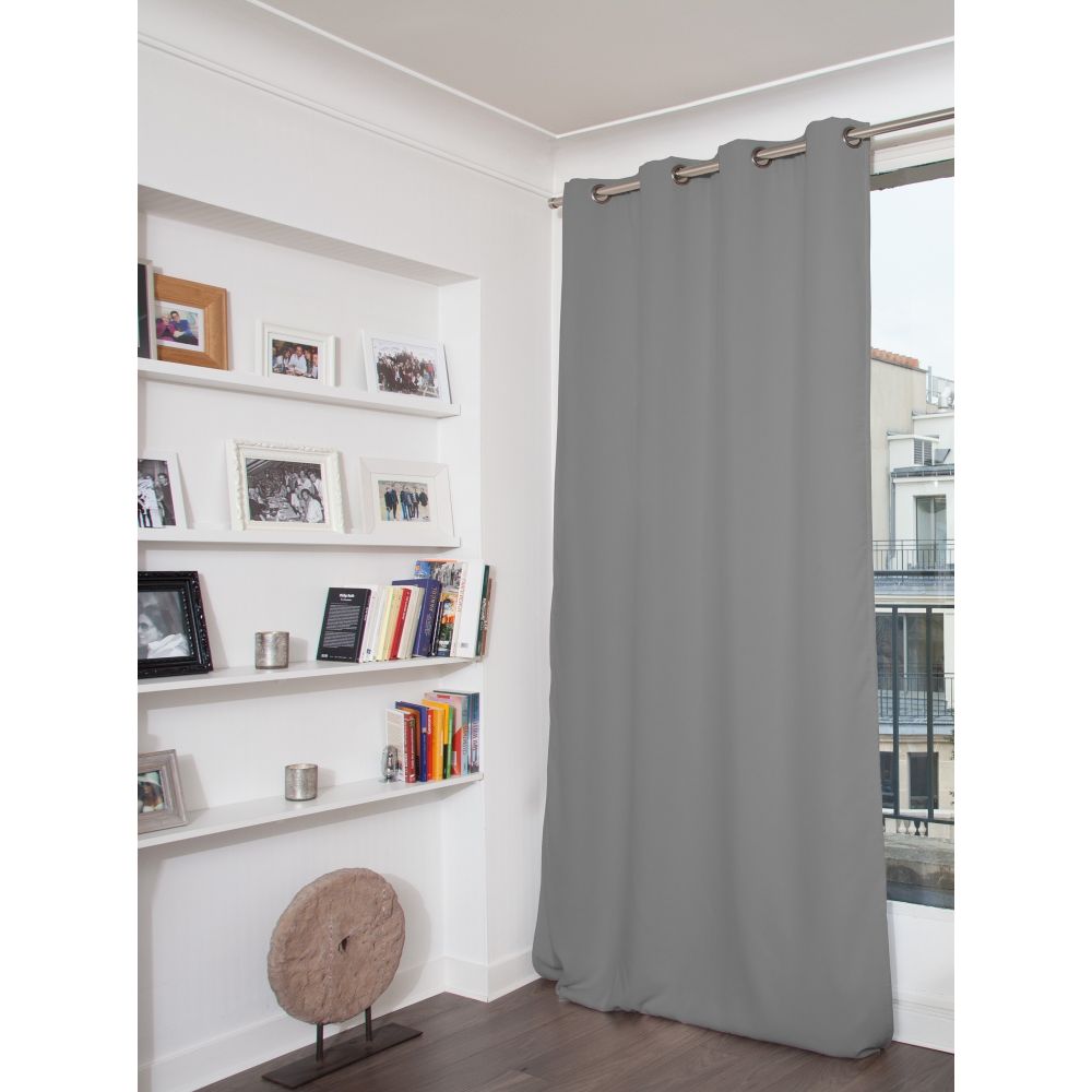 Rideau phonique thermique occultant gris 140x260