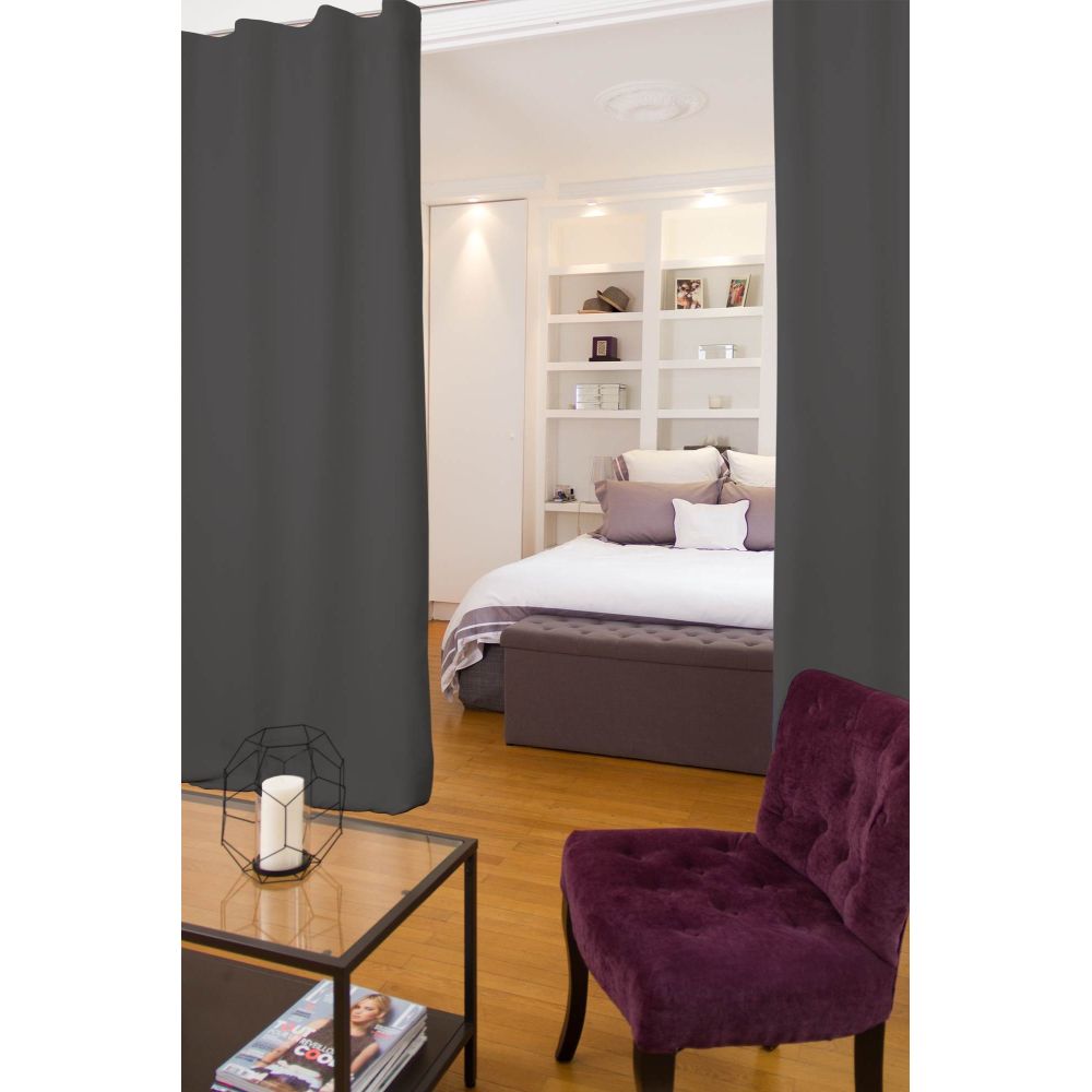 Rideau séparateur de pièce phonique thermique occultant gris 140x250