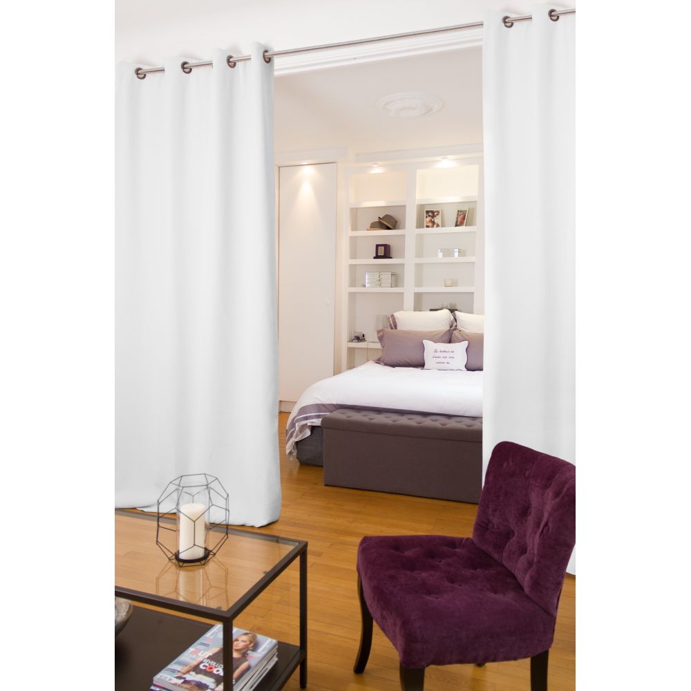 Rideau séparateur de pièce phonique thermique occultant blanc 140x250
