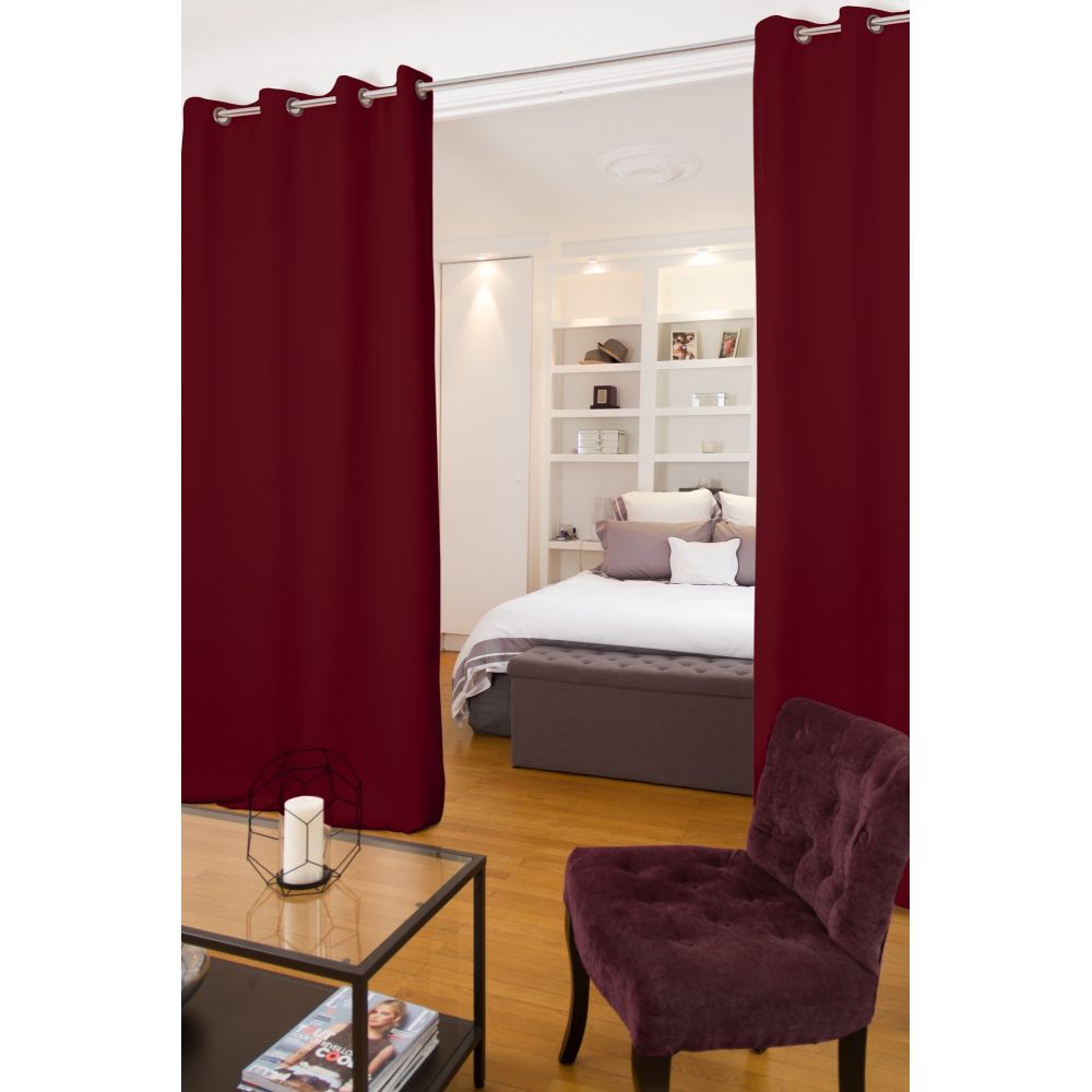 Rideau séparateur de pièce phonique thermique occultant rouge 140x250