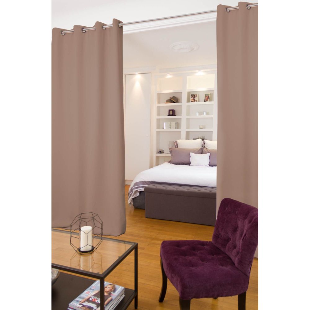 Rideau séparateur de pièce phonique thermique occultant beige 140x250 (photo) Rideau séparateur de pièce phonique thermique occultant beige 140x250