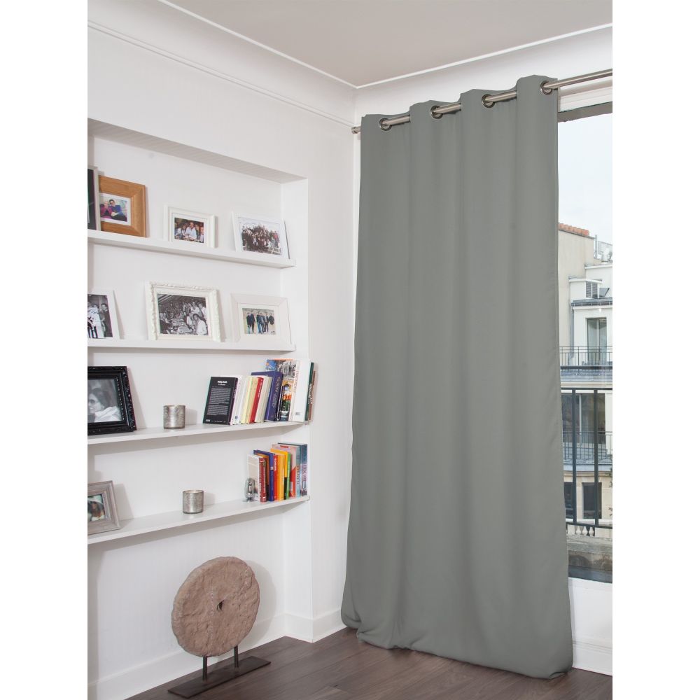 Rideau thermique occultant gris 140x260