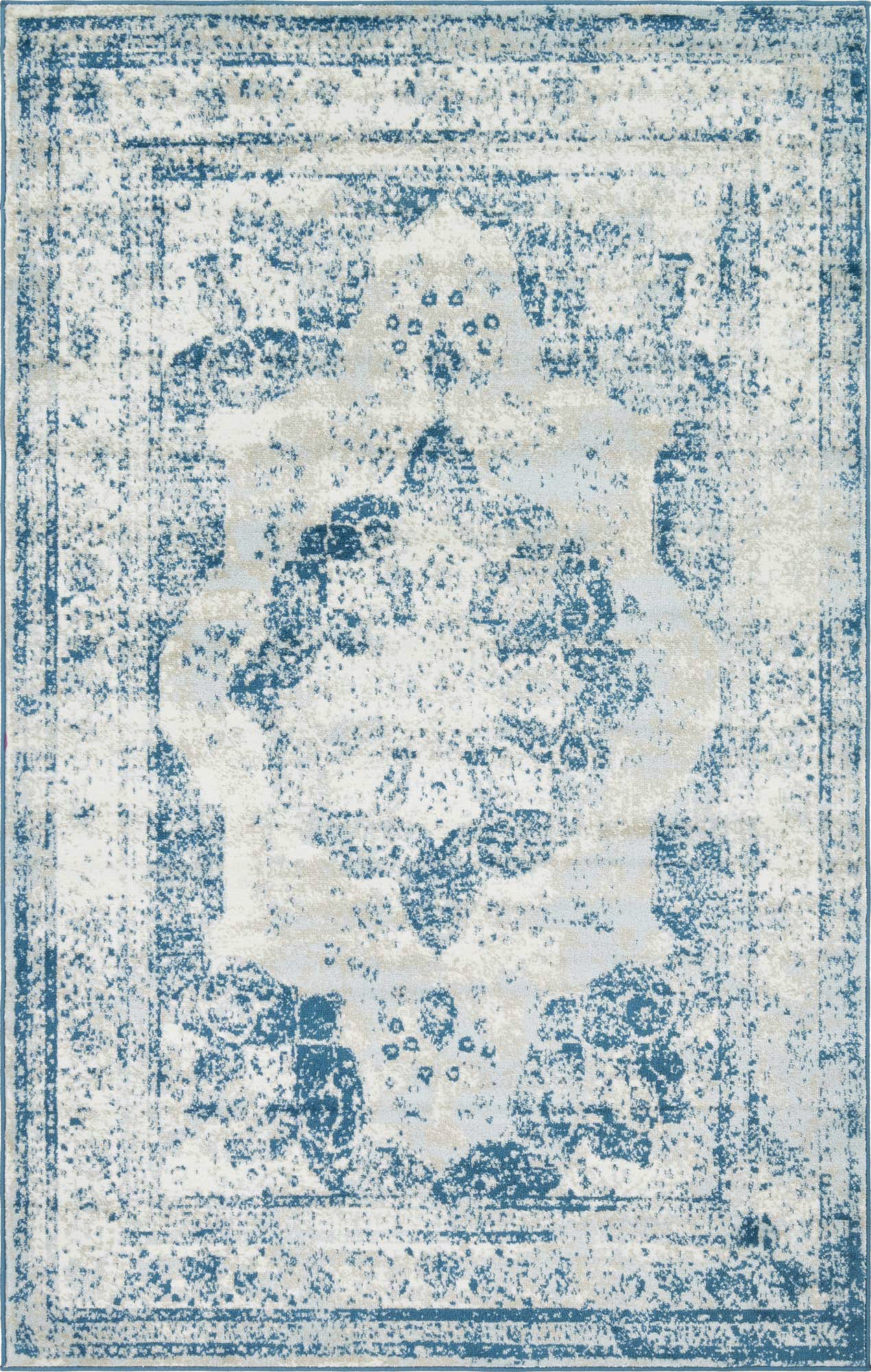 Tapis Vintage motif d'antan Bleu Blanc - 200x280 Tapis Vintage motif d'antan Bleu Blanc - 200x280