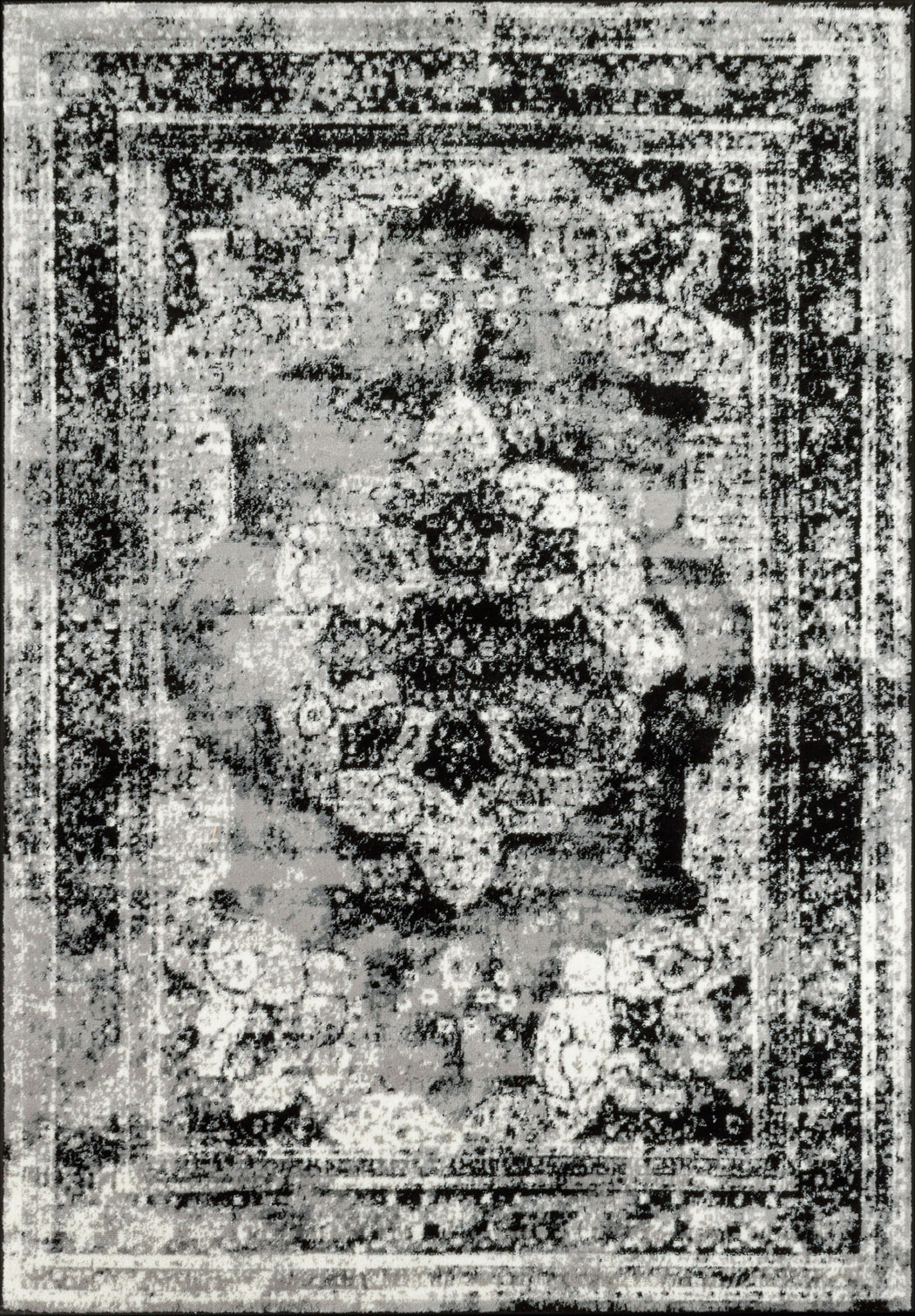 Tapis Vintage motif d'antan Noir Blanc - 160x220