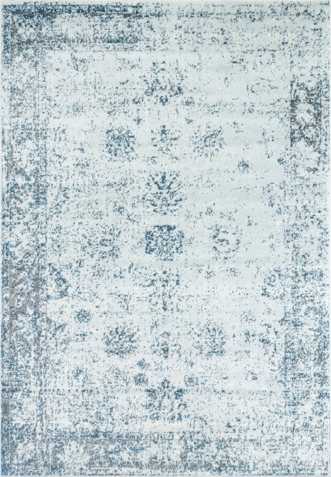 Tapis Vintage motif arabesque Bleu Blanc - 160x220
