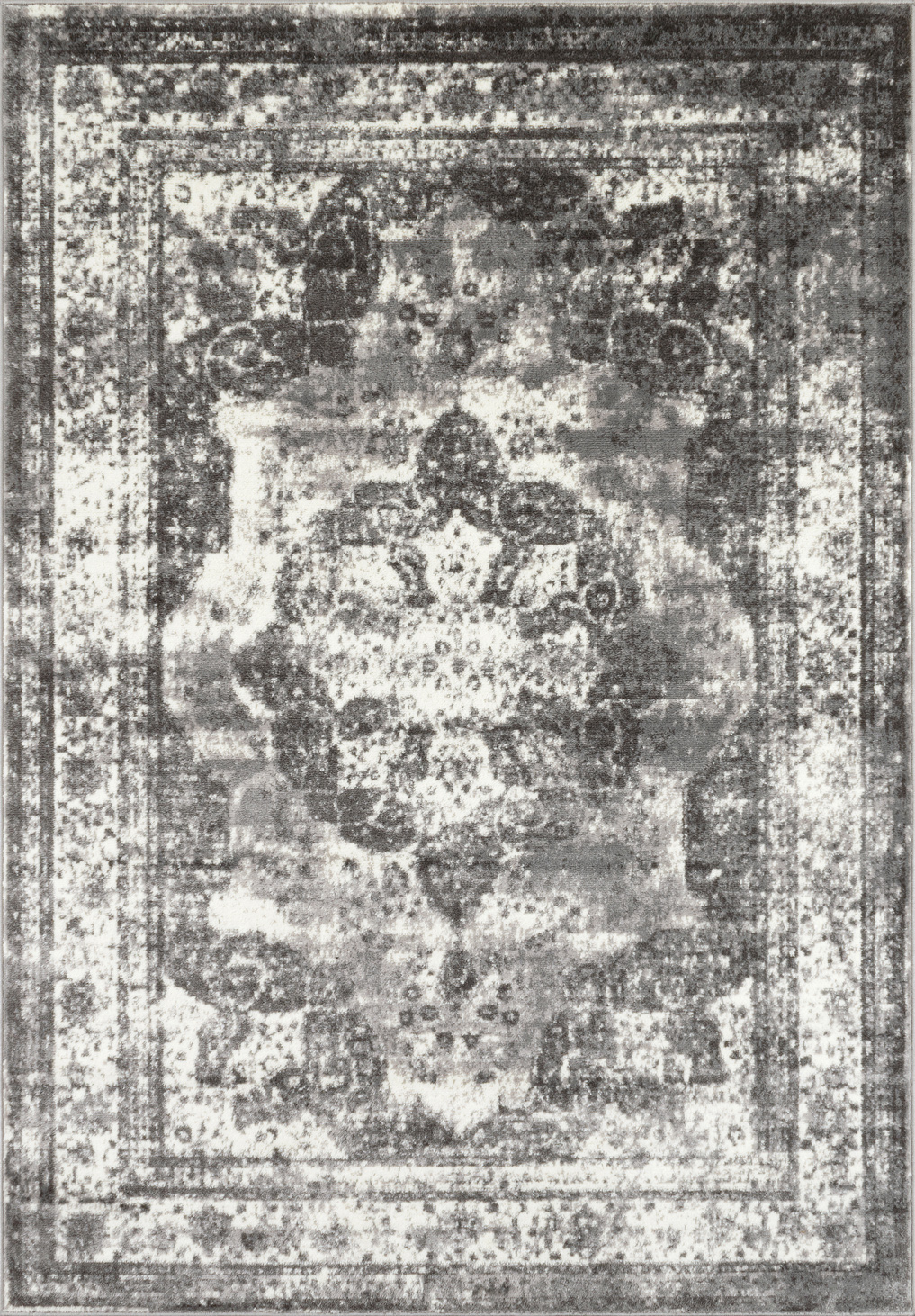 Tapis Vintage motif d'antan Gris Blanc - 200x280