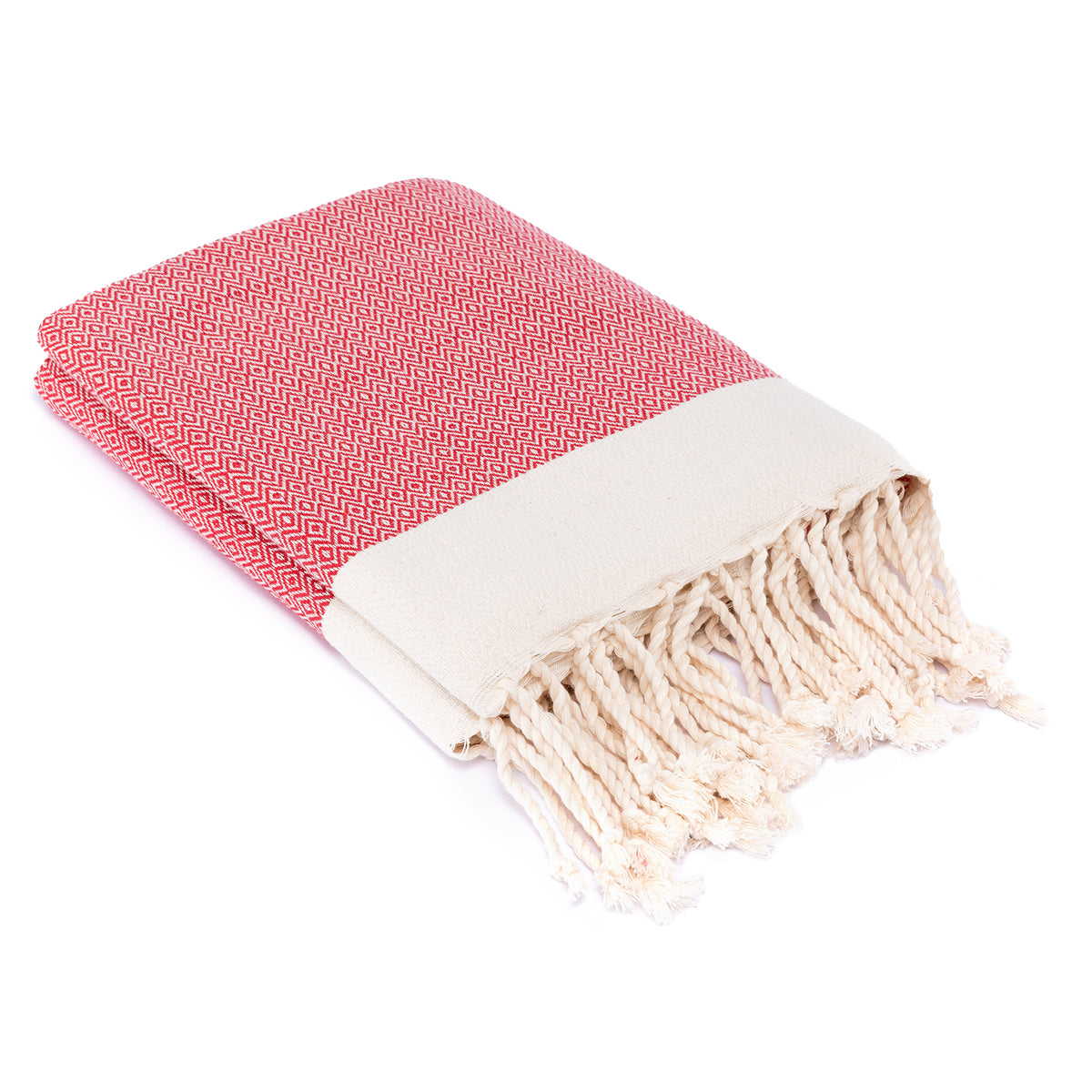 Plaid coton rouge / écru 160x250