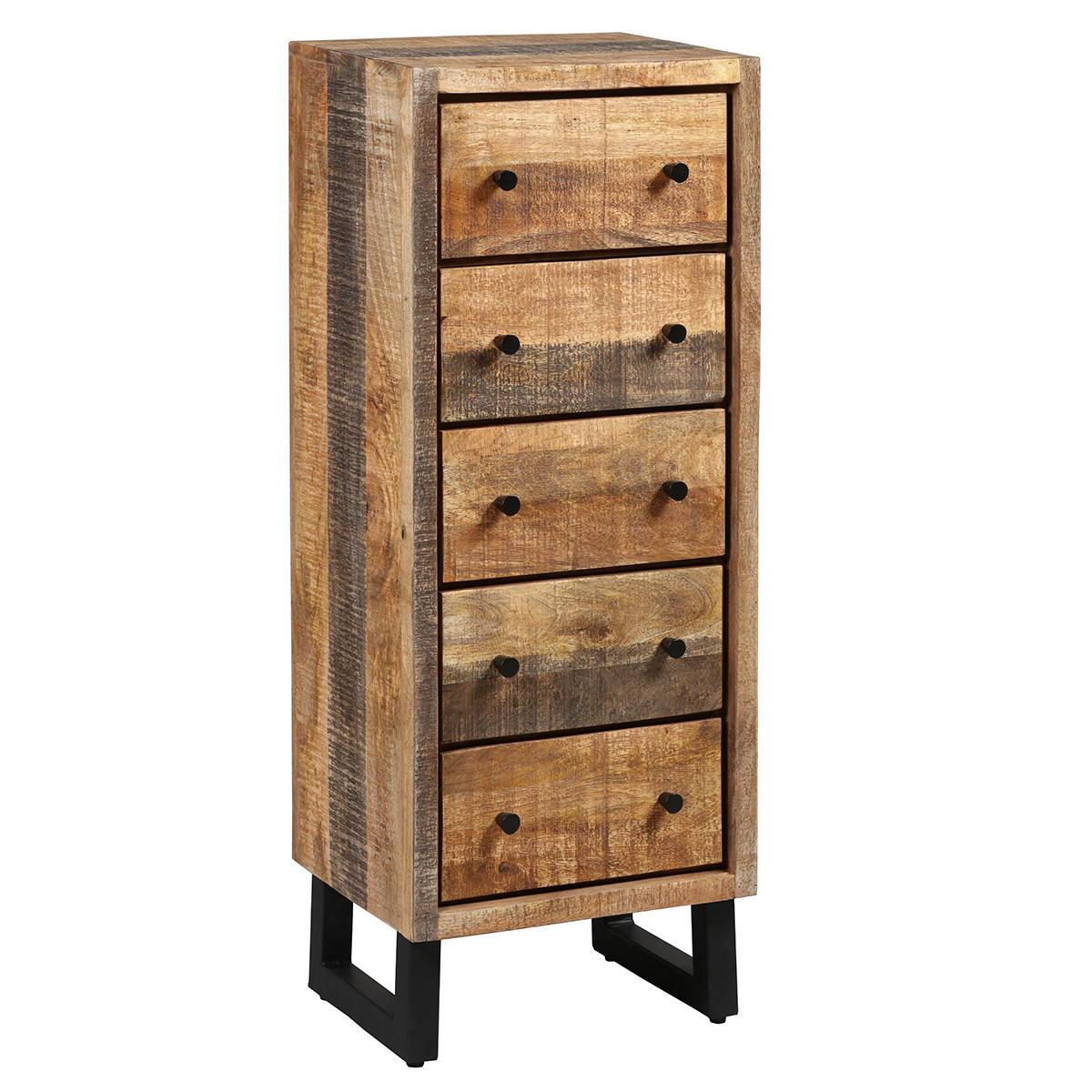 Chiffonnier 5 tiroirs acier et bois massif Chiffonnier 5 tiroirs acier et bois massif