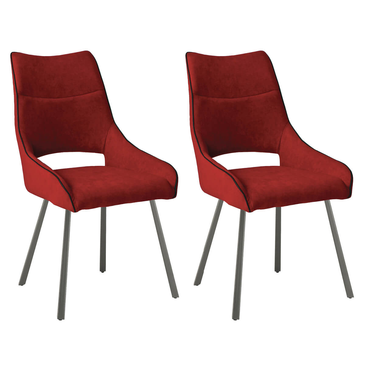 Lot  de 2 chaises tissu coloris rouge
