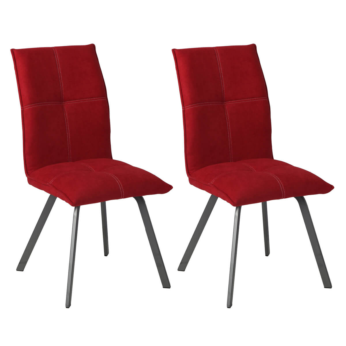 Lot de 2 chaises tissu coloris rouge Lot de 2 chaises tissu coloris rouge