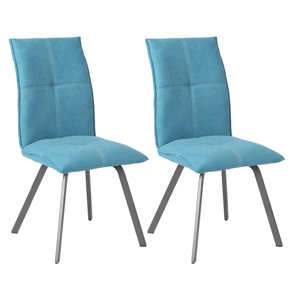 Lot  de 2 chaises tissu coloris bleu