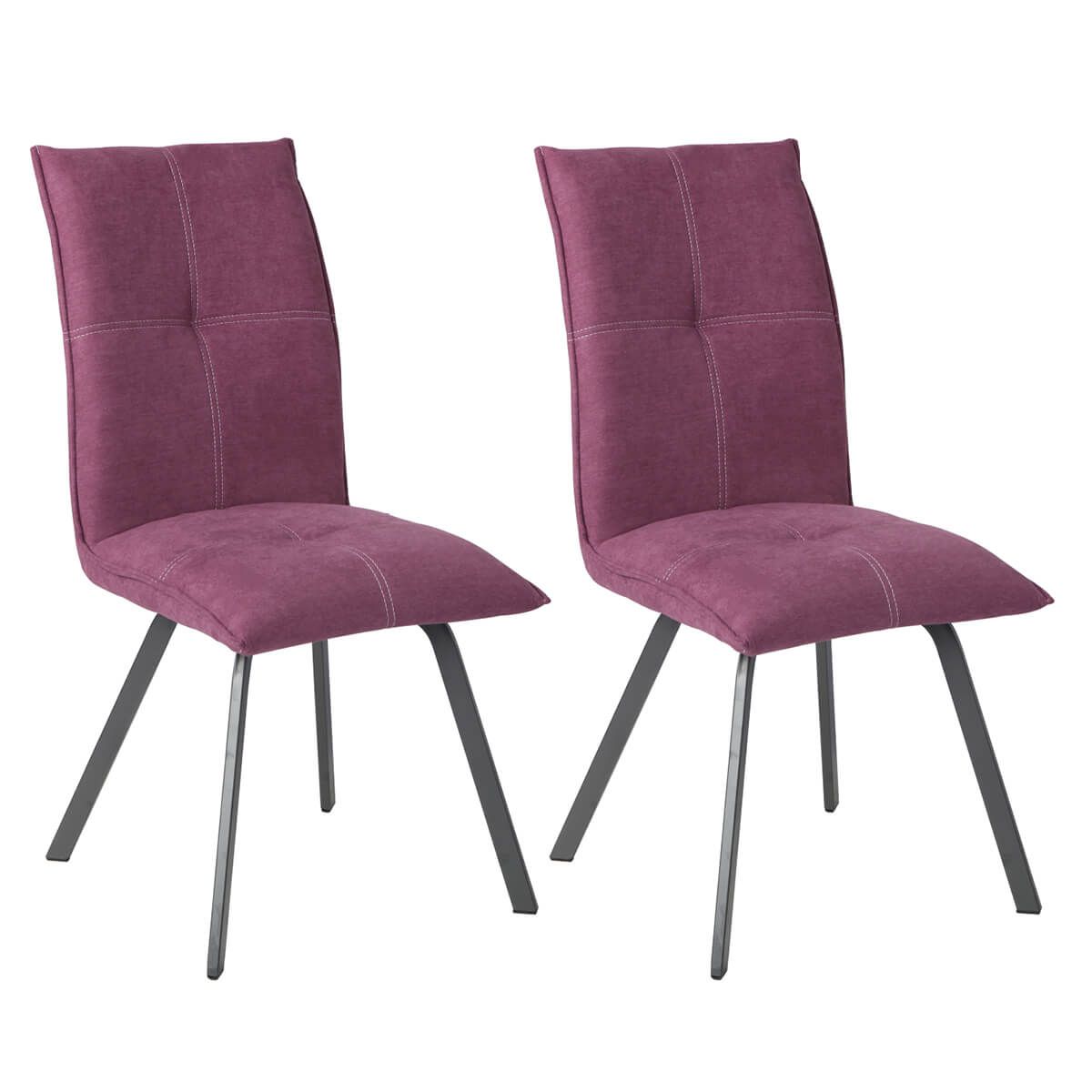 Lot  de 2 chaises tissu coloris violet
