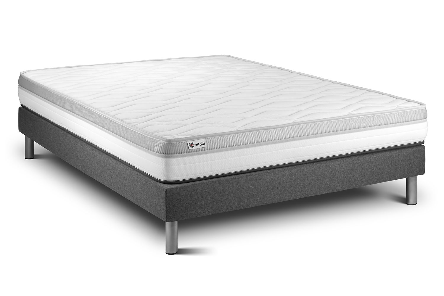 Ensemble VITAL RELAX 140 x 190 cm sommier Kit gris (photo) Ensemble VITAL RELAX 140 x 190 cm sommier Kit gris