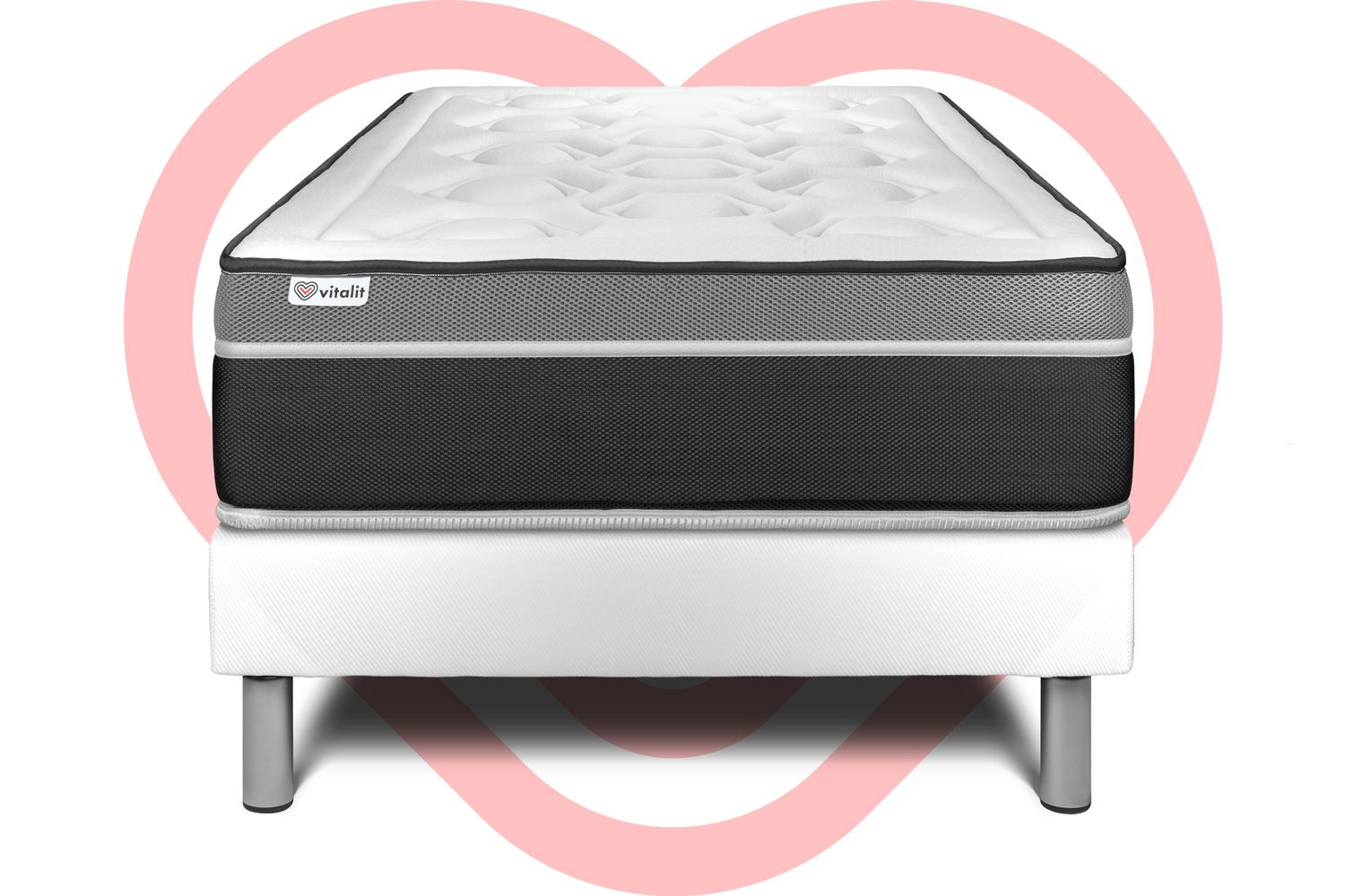 Ensemble VITAL CARE 90 x 200 cm sommier Kit blanc (photo) Ensemble VITAL CARE 90 x 200 cm sommier Kit blanc