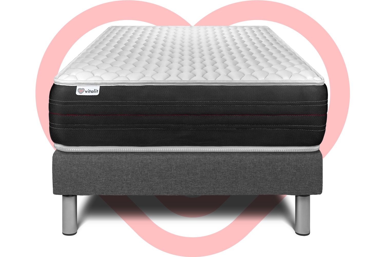 Ensemble matelas 90 x 200 cm Ressorts ensachés sommier Gris Ensemble matelas 90 x 200 cm Ressorts ensachés sommier Gris