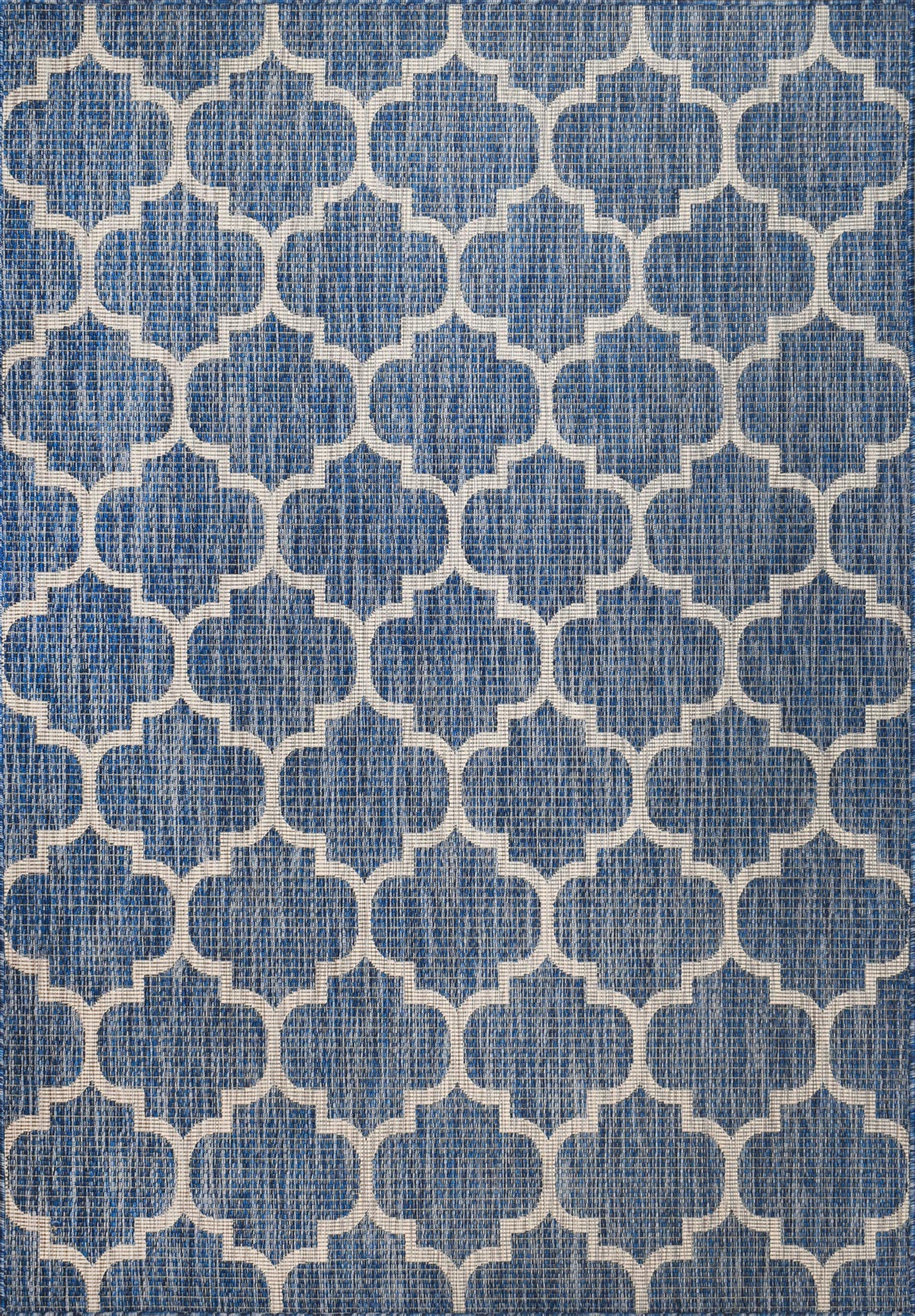 Tapis d'extérieur bleu à motif blanc - 160x230