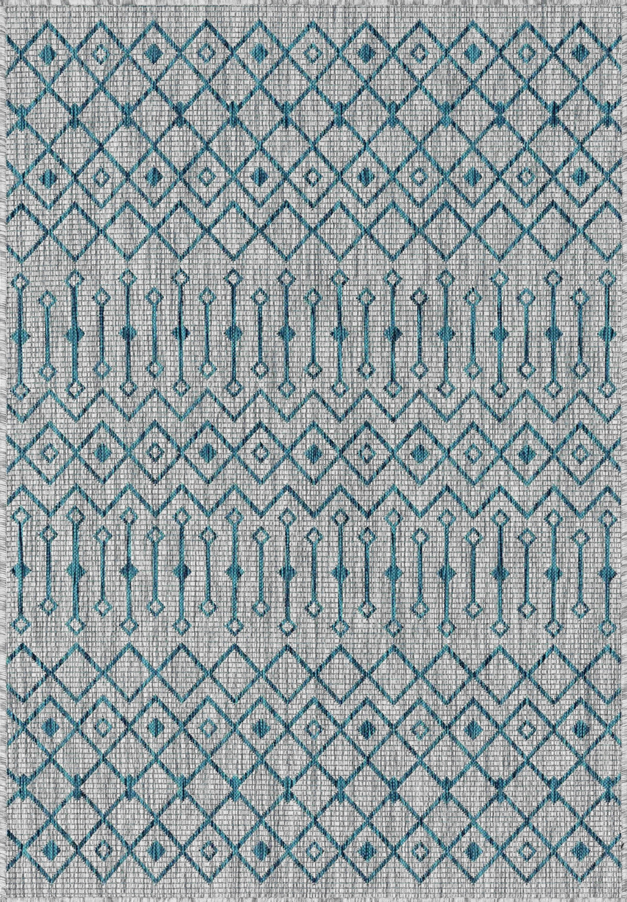 Tapis de jardin extérieur gris motifs aztèques 200x290cm Tapis de jardin extérieur gris motifs aztèques 200x290cm