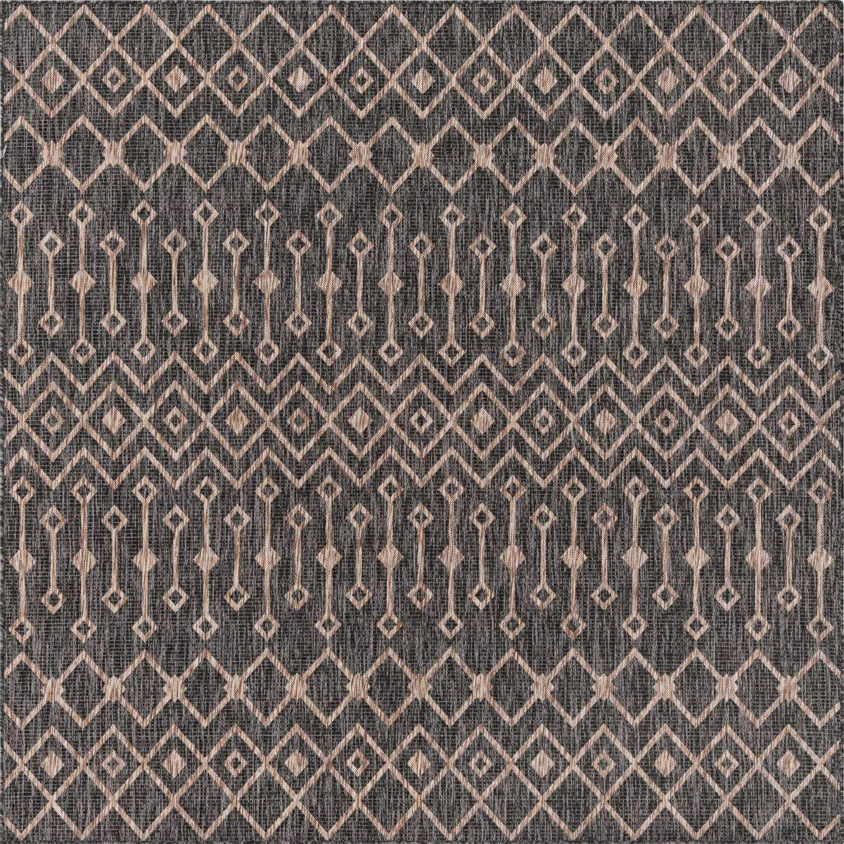 Tapis intérieur extérieur marron au motif aztèque 200x200