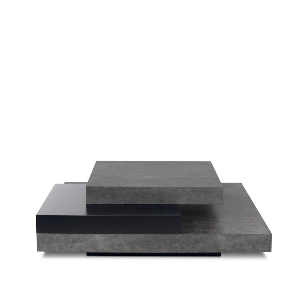 Table Basse effet bois Béton et noir Table Basse effet bois Béton et noir