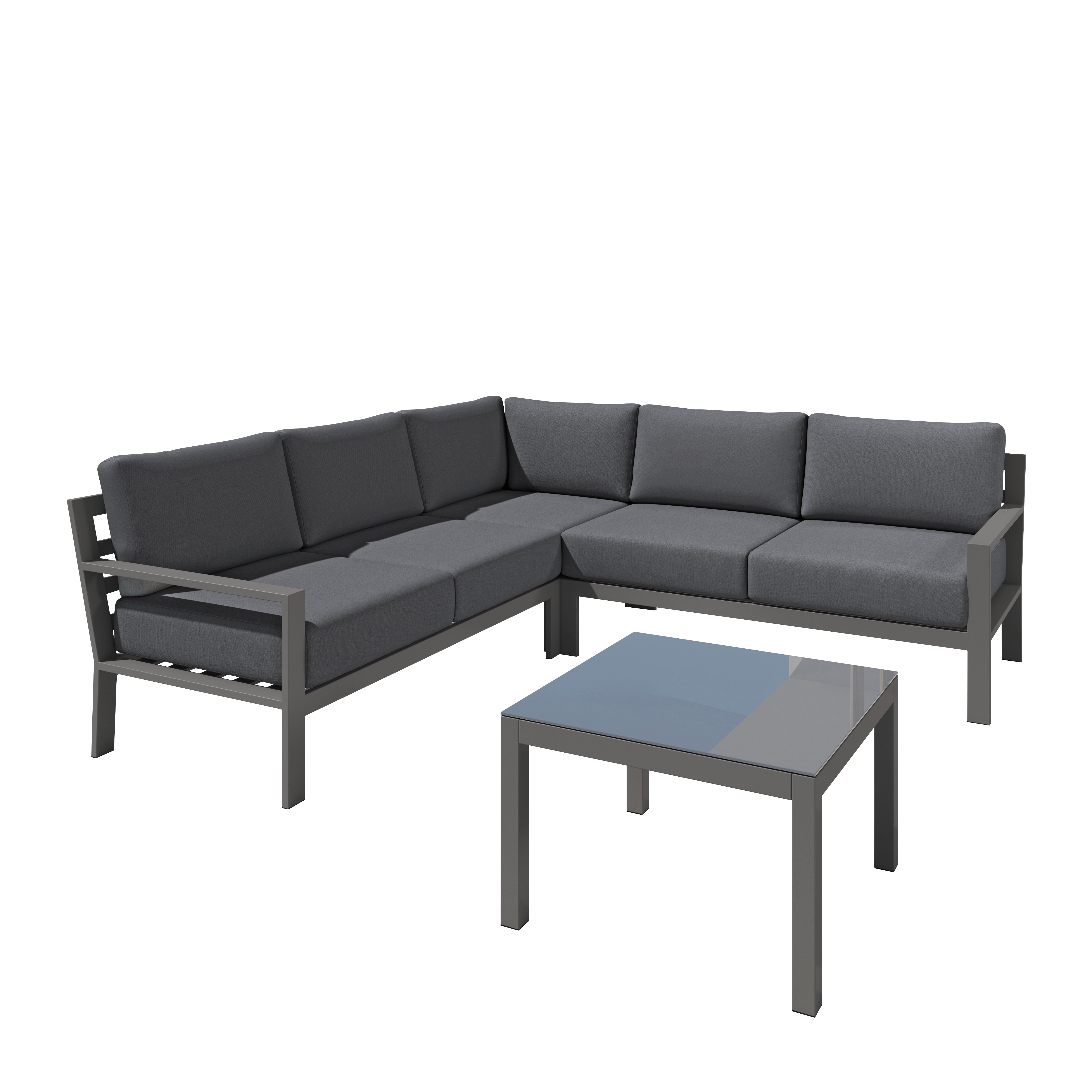 Salon de jardin design 5 places en aluminium anthracite