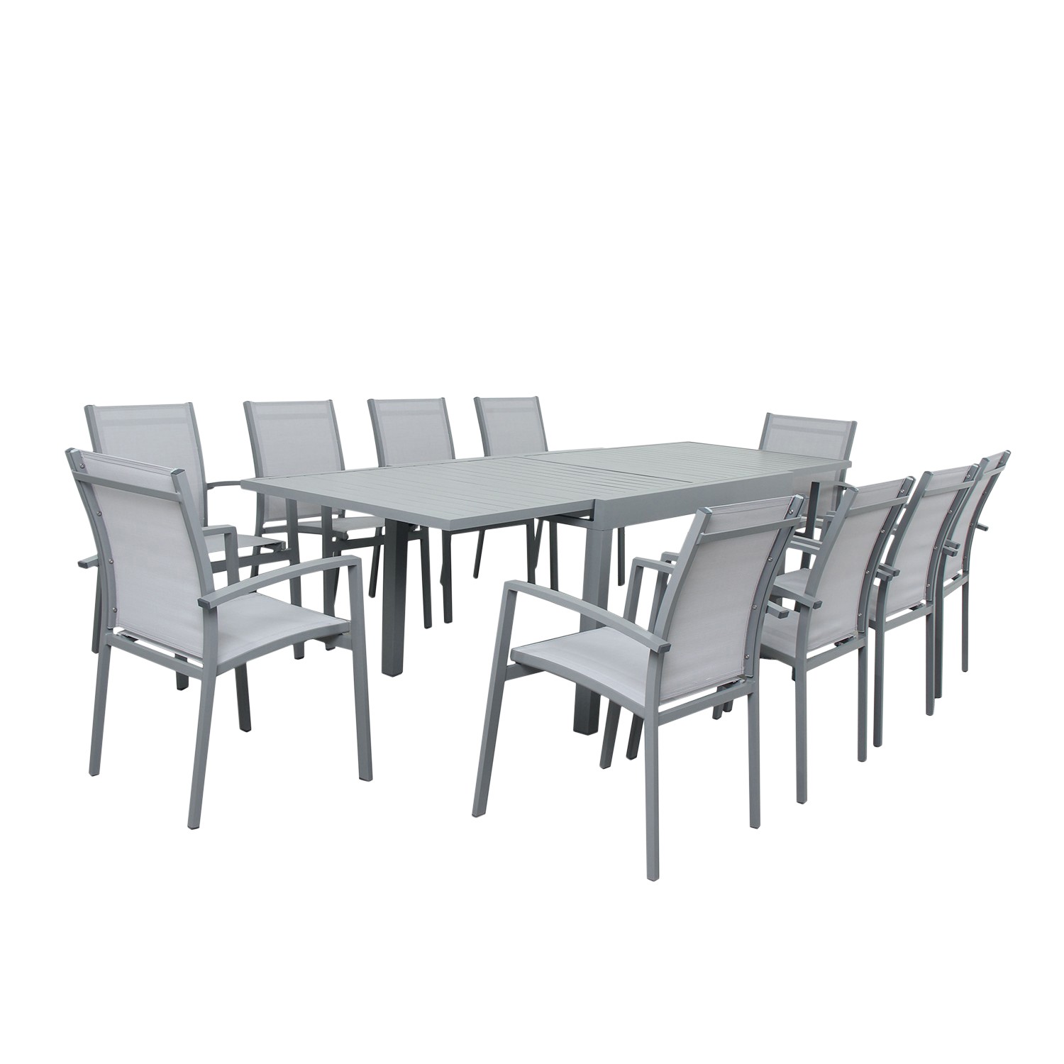 Table de jardin 10 places en aluminium gris