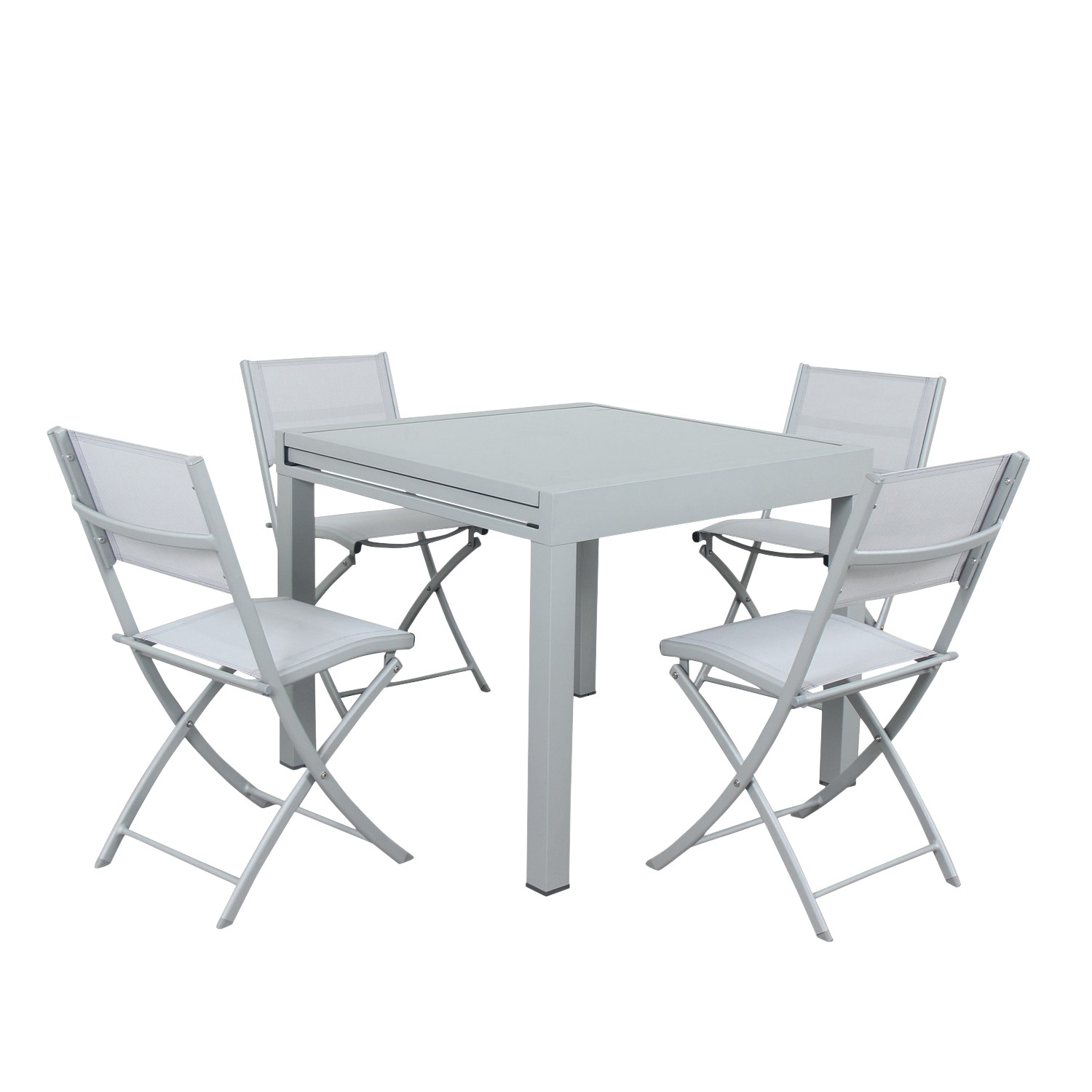 Table de jardin 4 places en aluminium argent Table de jardin 4 places en aluminium argent