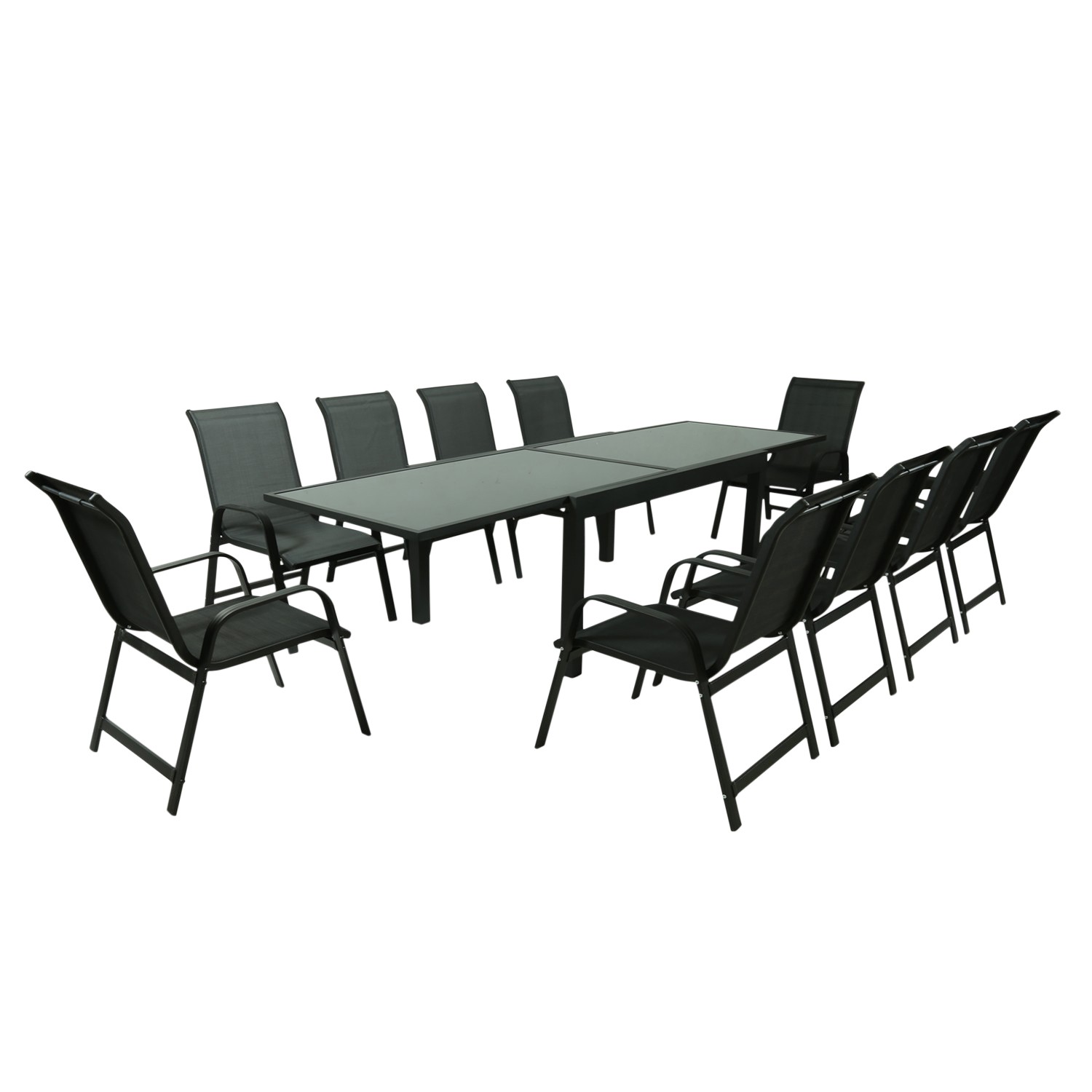Table de jardin 10 personnes en aluminium noir