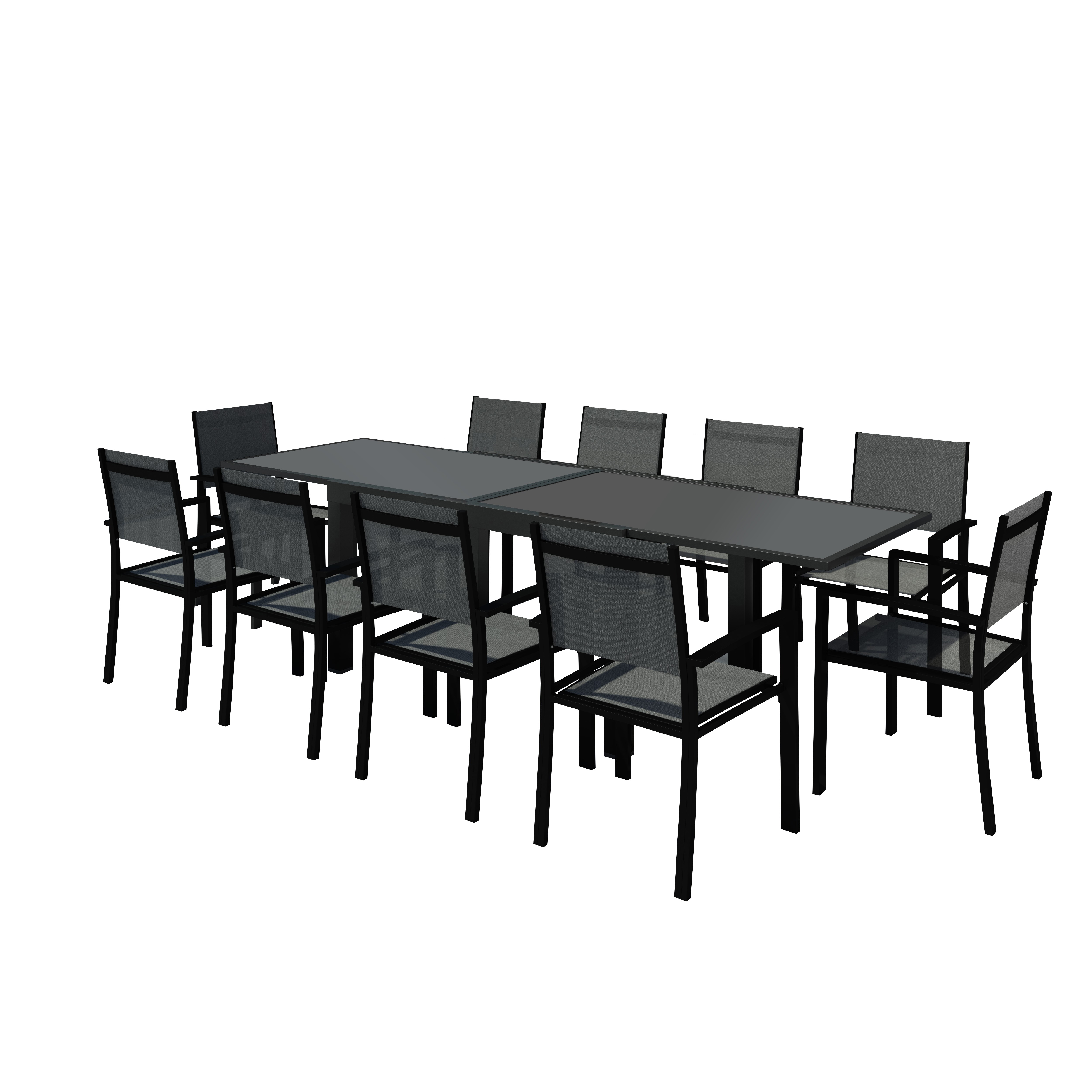 Table de jardin 10 places en aluminium noir