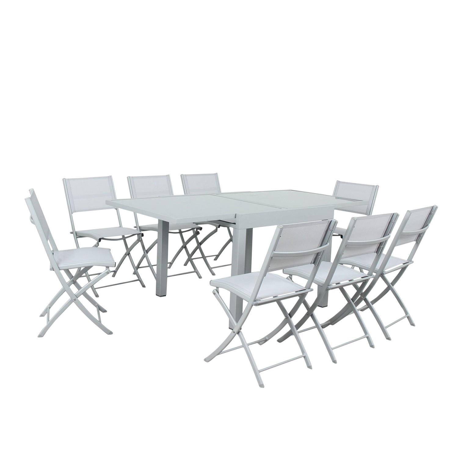 Table de jardin 8 places en aluminium argent Table de jardin 8 places en aluminium argent