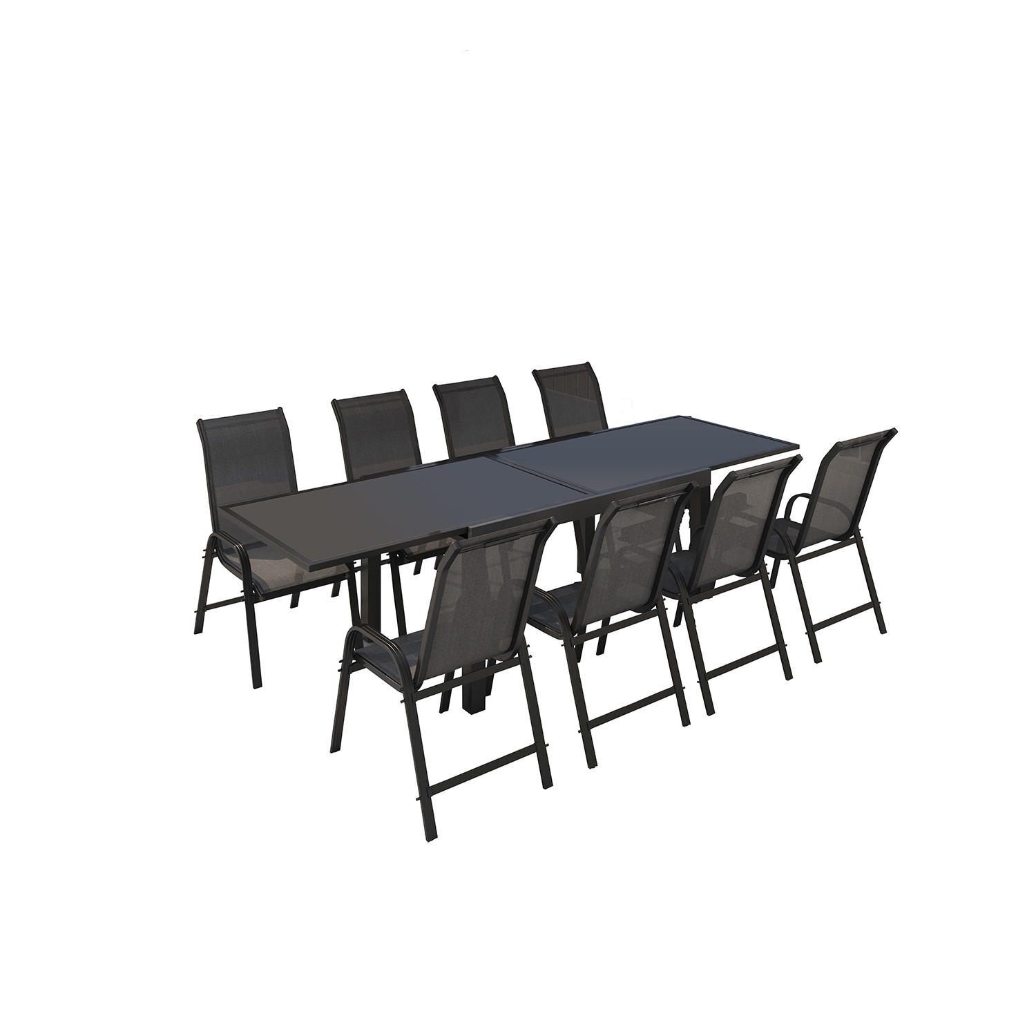 Table de jardin 8 personnes en aluminium noir