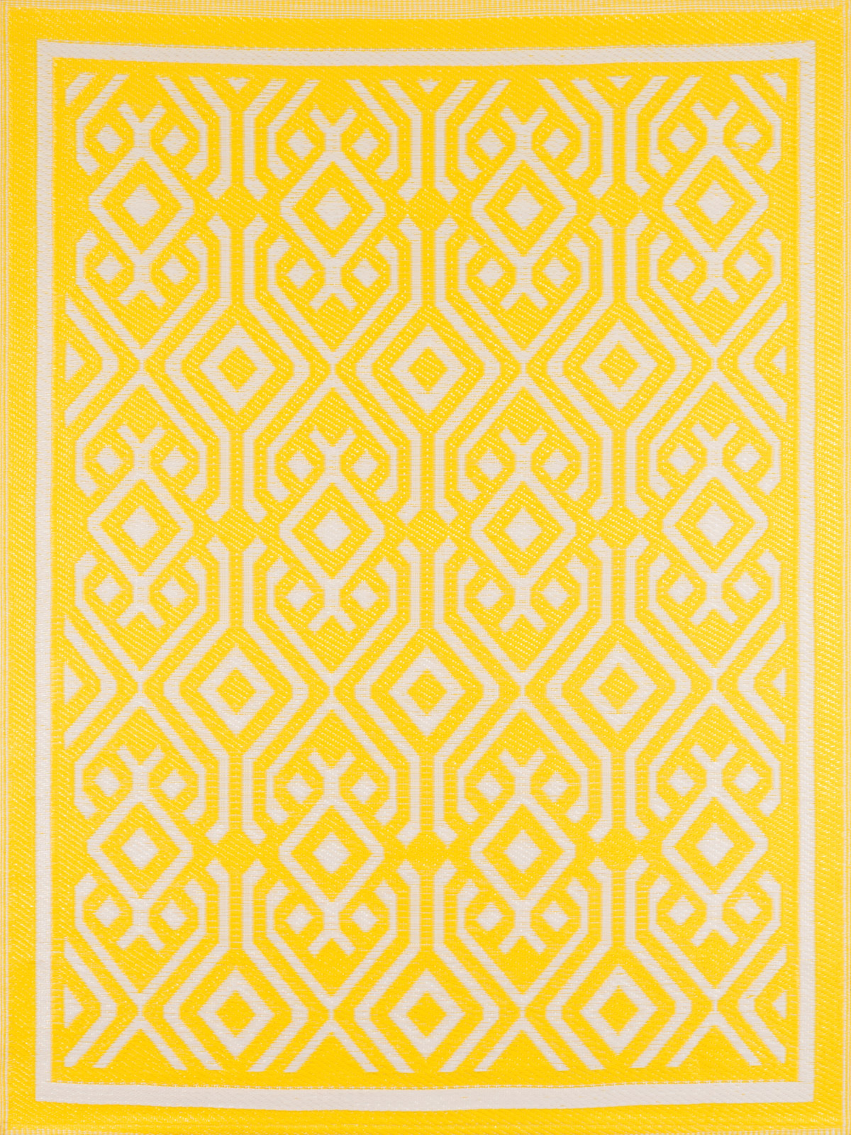 Tapis extérieur jaune au motif aztèque 150x220