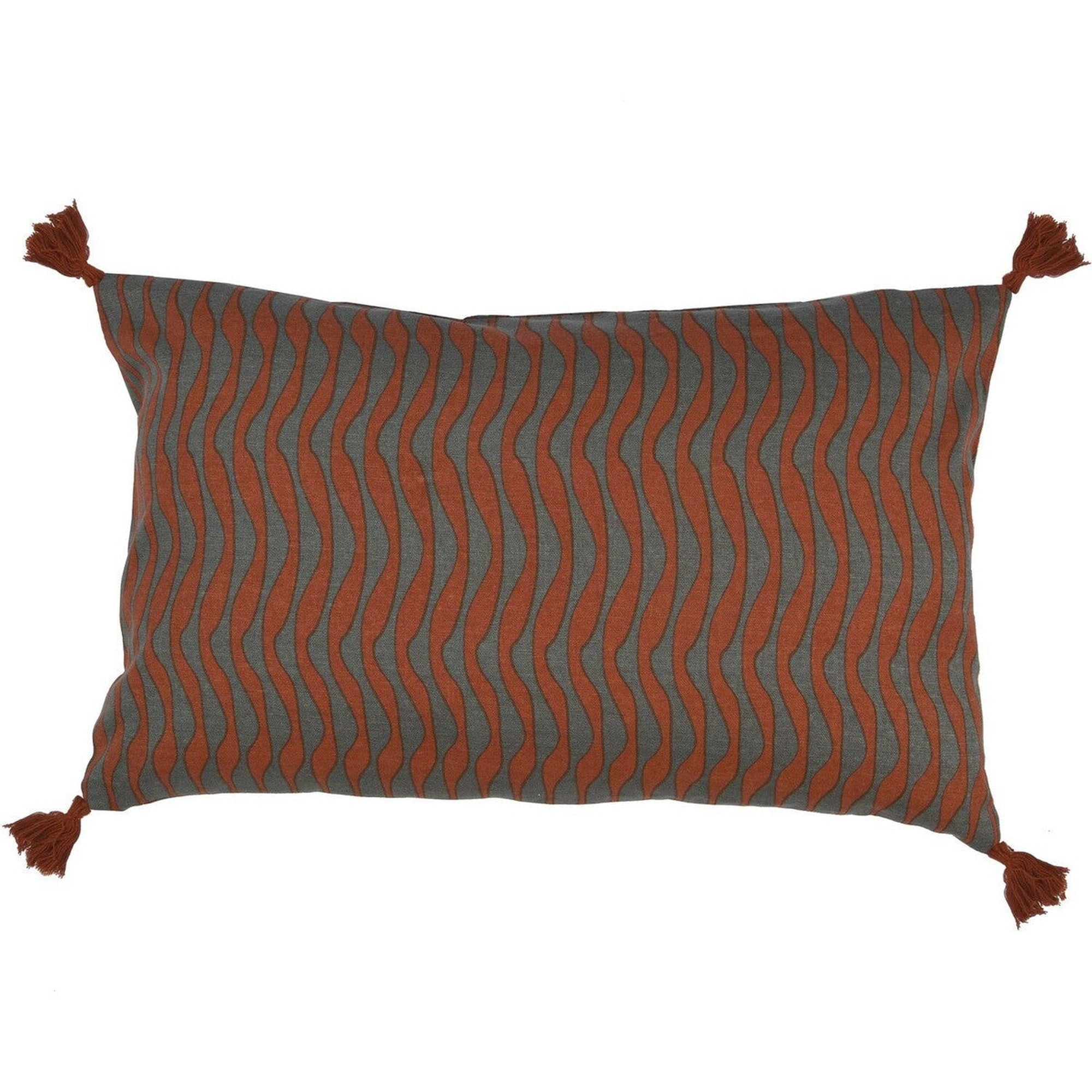 Housse de coussin en coton 50x30 Rouge brique et gris foncé Housse de coussin en coton 50x30 Rouge brique et gris foncé